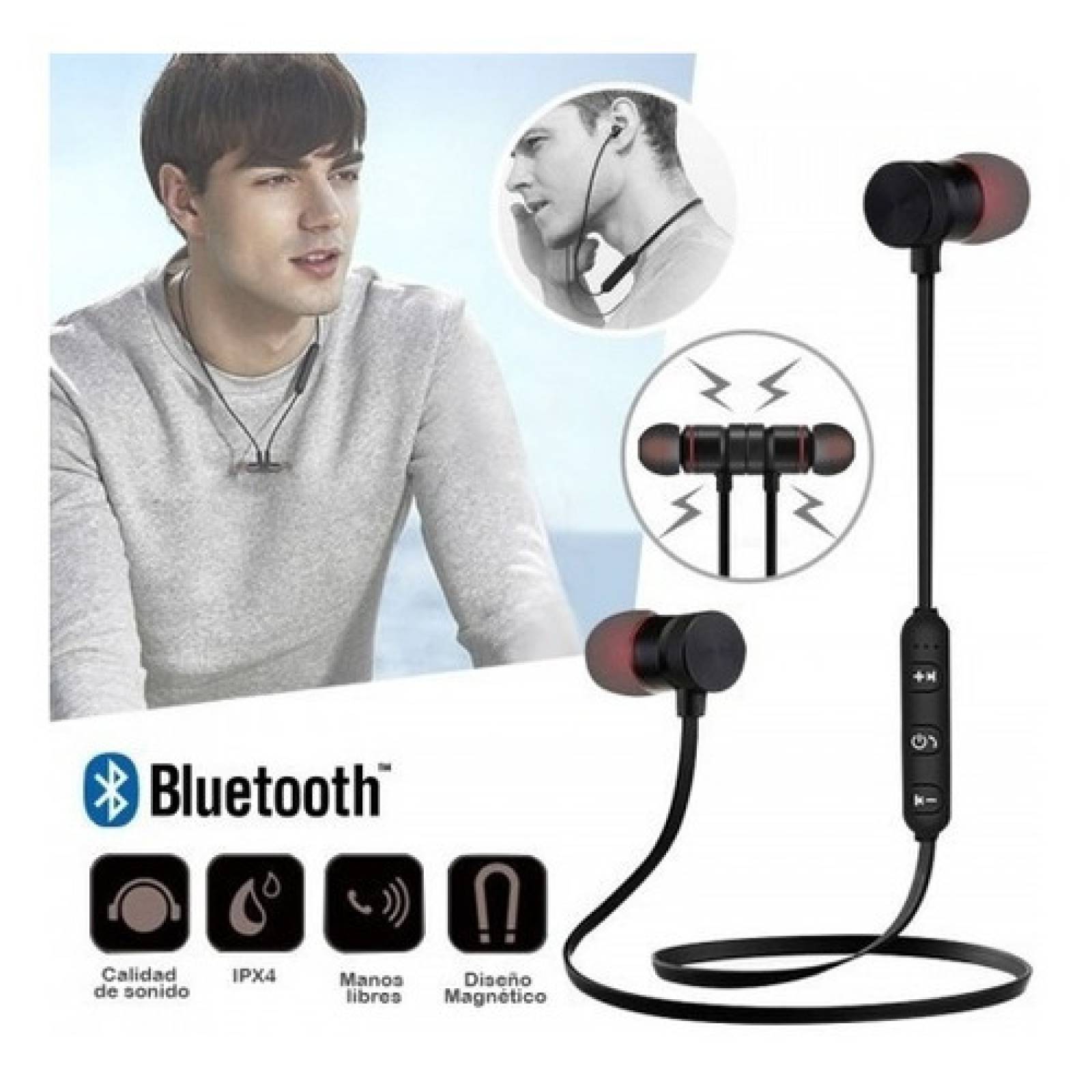 Audífonos Sport Inalámbricos con Bluetooth Negro EJ-001