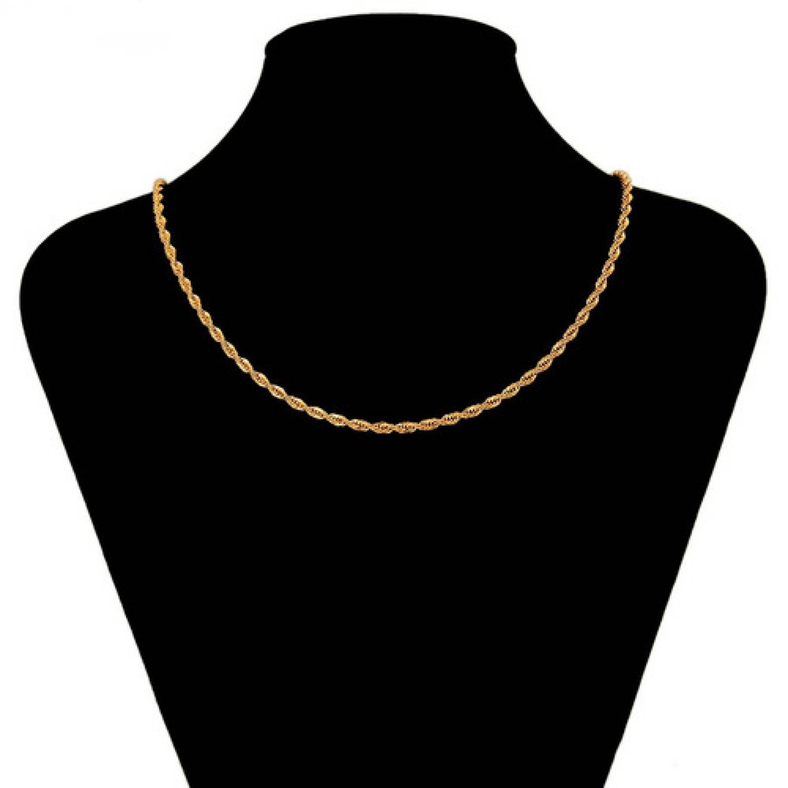 Cadena Para Caballero De Oro 24k Lam Torsal 50 Cm 3mm Grosor