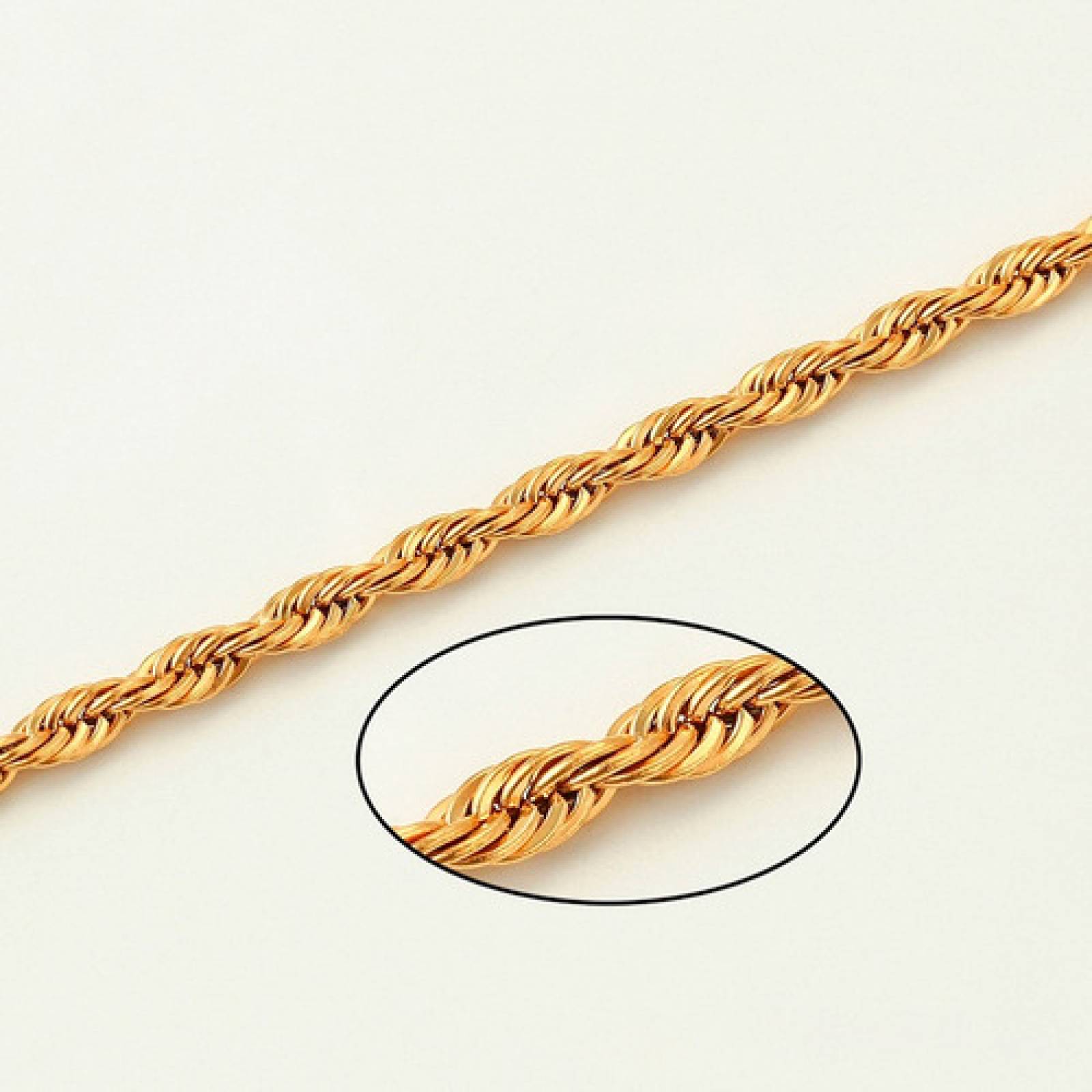 Cadena Para Caballero De Oro 24k Lam Torsal 50 Cm 3mm Grosor