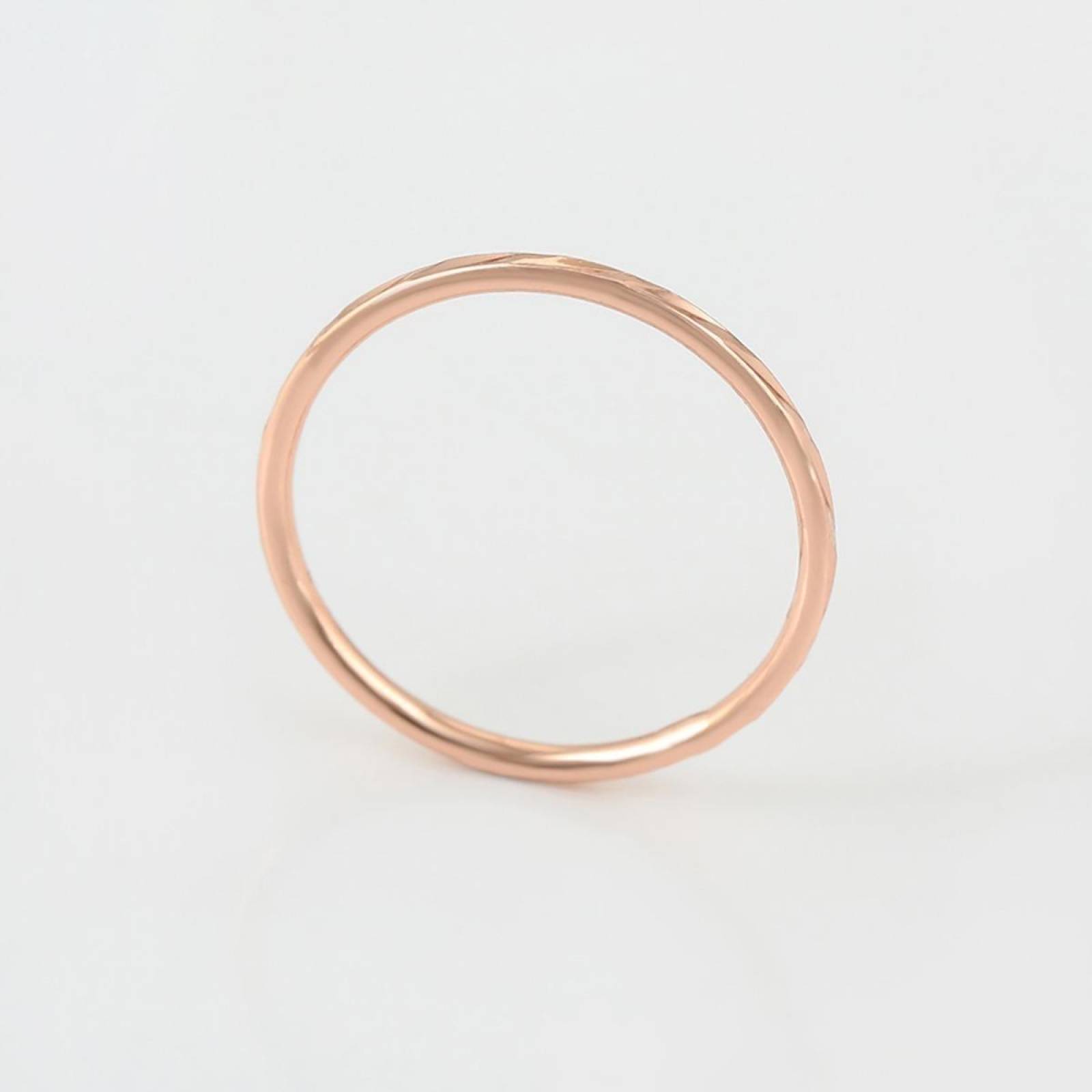 CRISTAL AMOR - Anillo Argolla Facetado De Moda Oro Rosa 14k Laminado 7