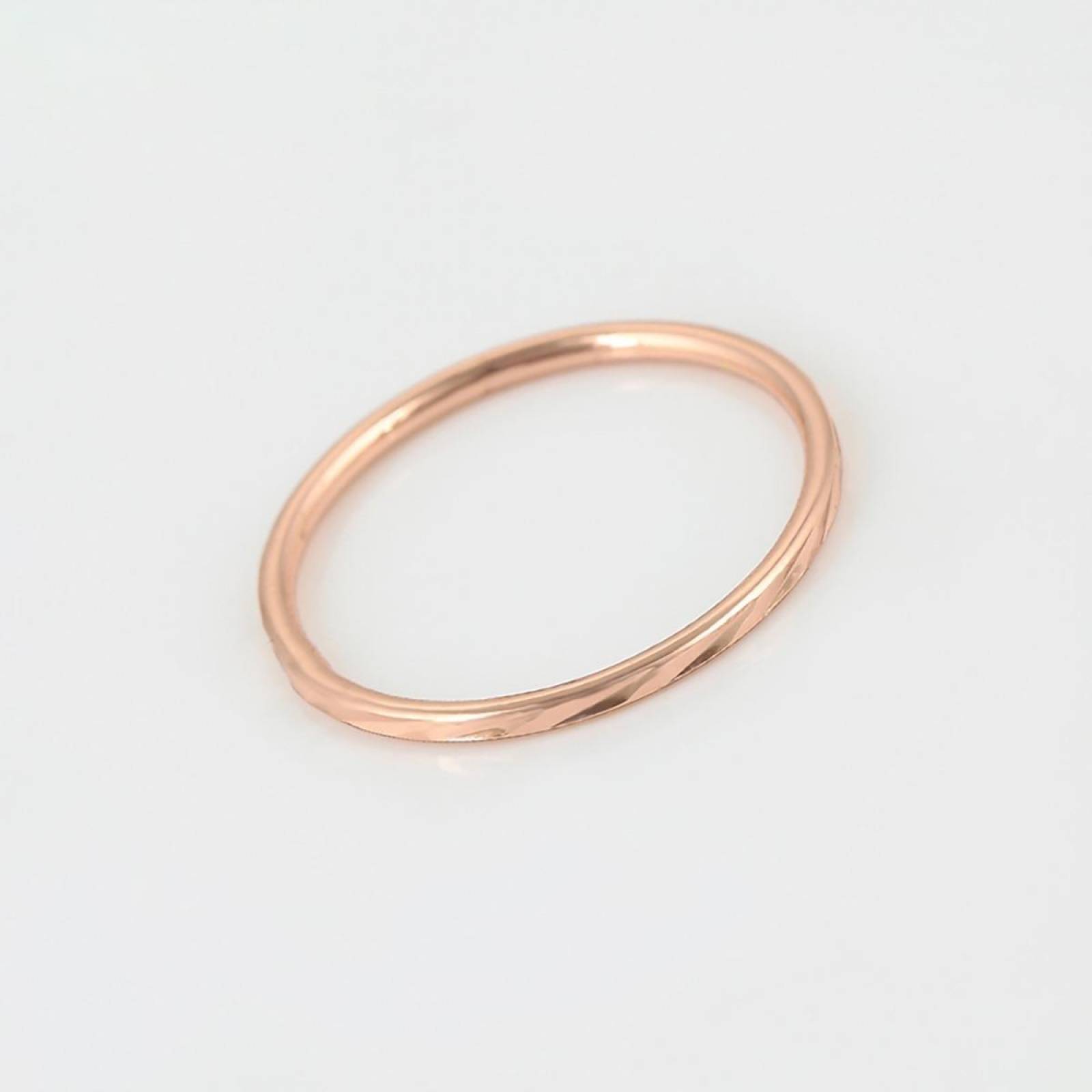 CRISTAL AMOR - Anillo Argolla Facetado De Moda Oro Rosa 14k Laminado 7