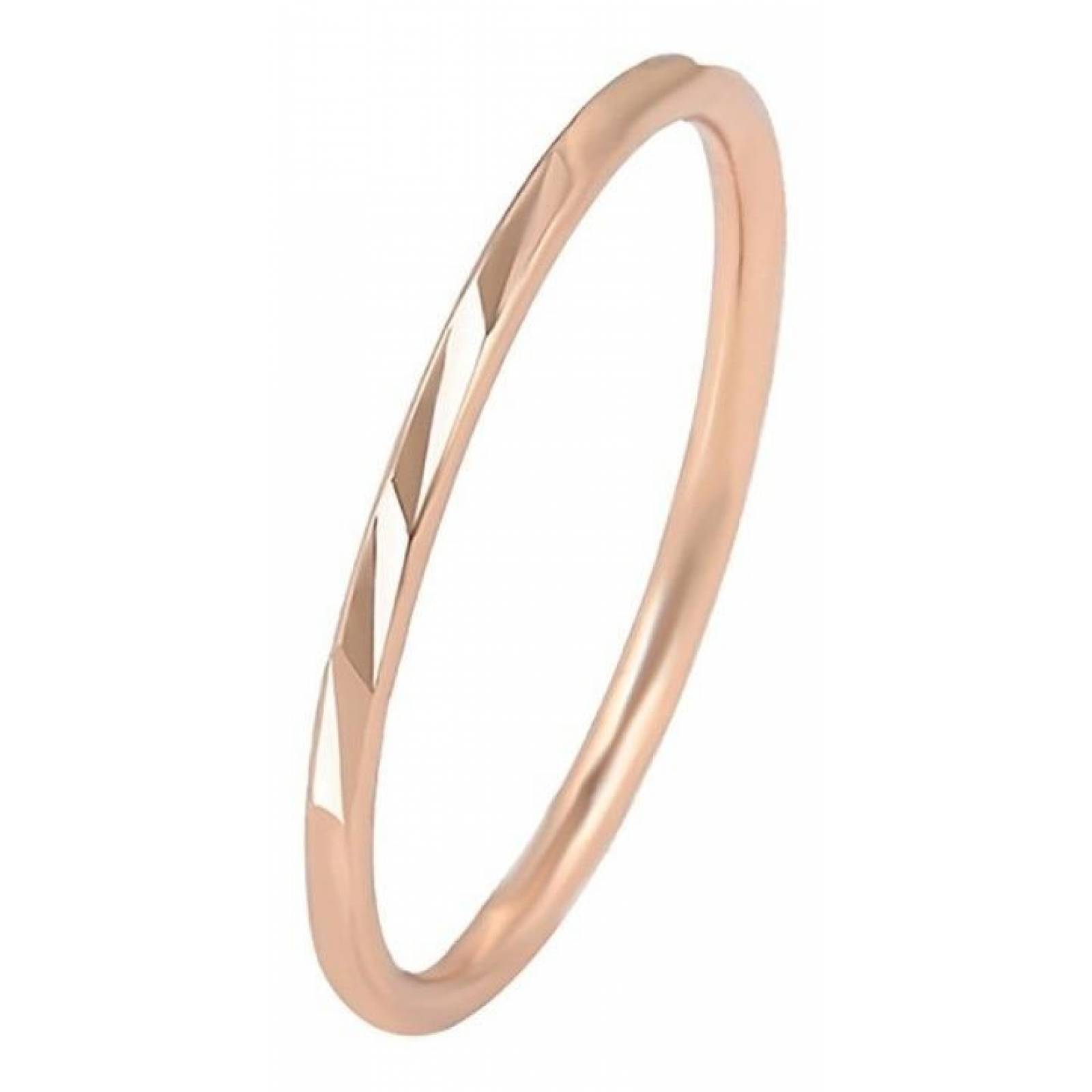 CRISTAL AMOR - Anillo Argolla Facetado De Moda Oro Rosa 14k Laminado 8