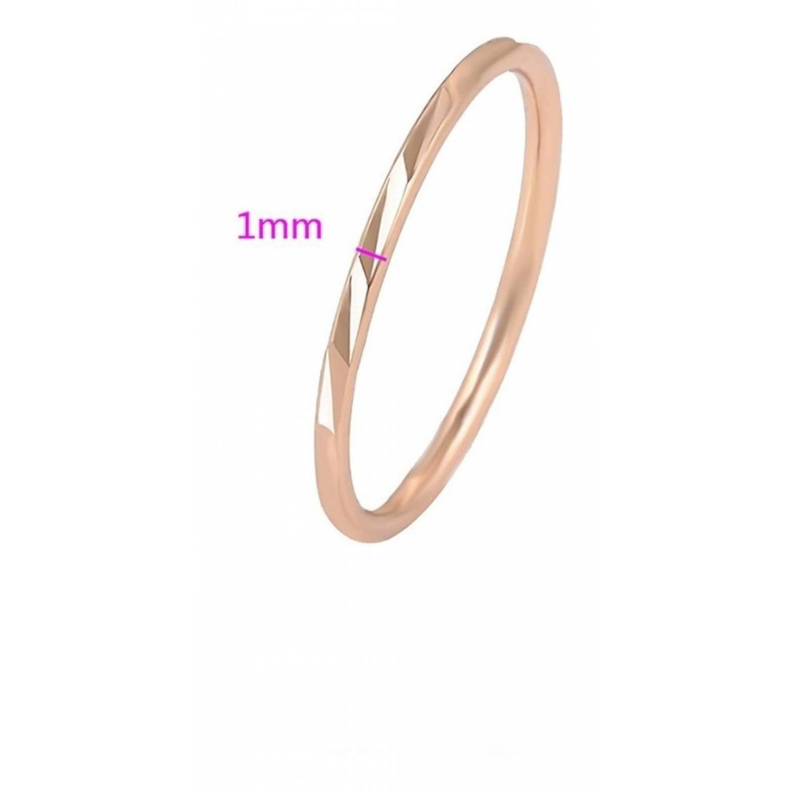 CRISTAL AMOR - Anillo Argolla Facetado De Moda Oro Rosa 14k Laminado 8