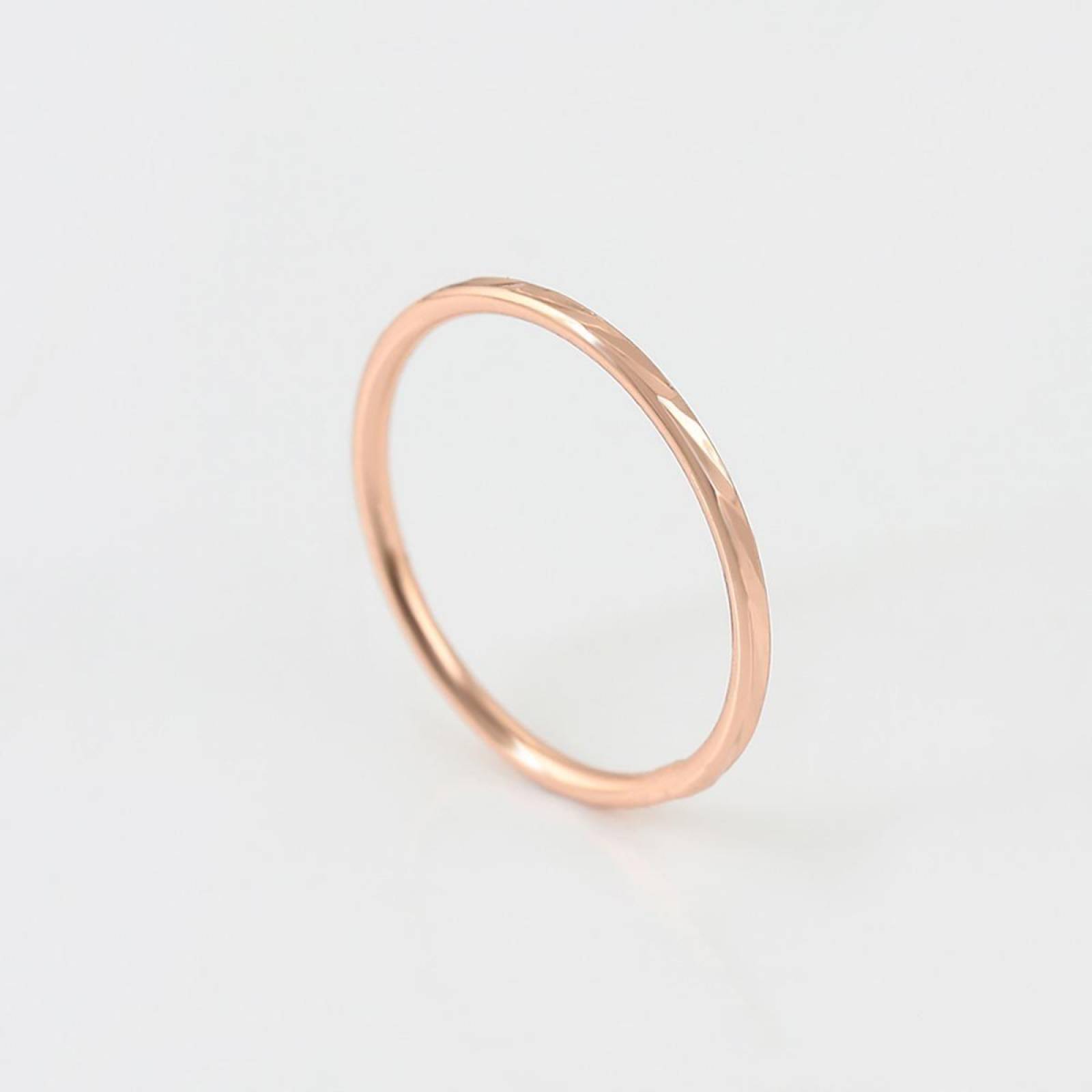 CRISTAL AMOR - Anillo Argolla Facetado De Moda Oro Rosa 14k Laminado 8