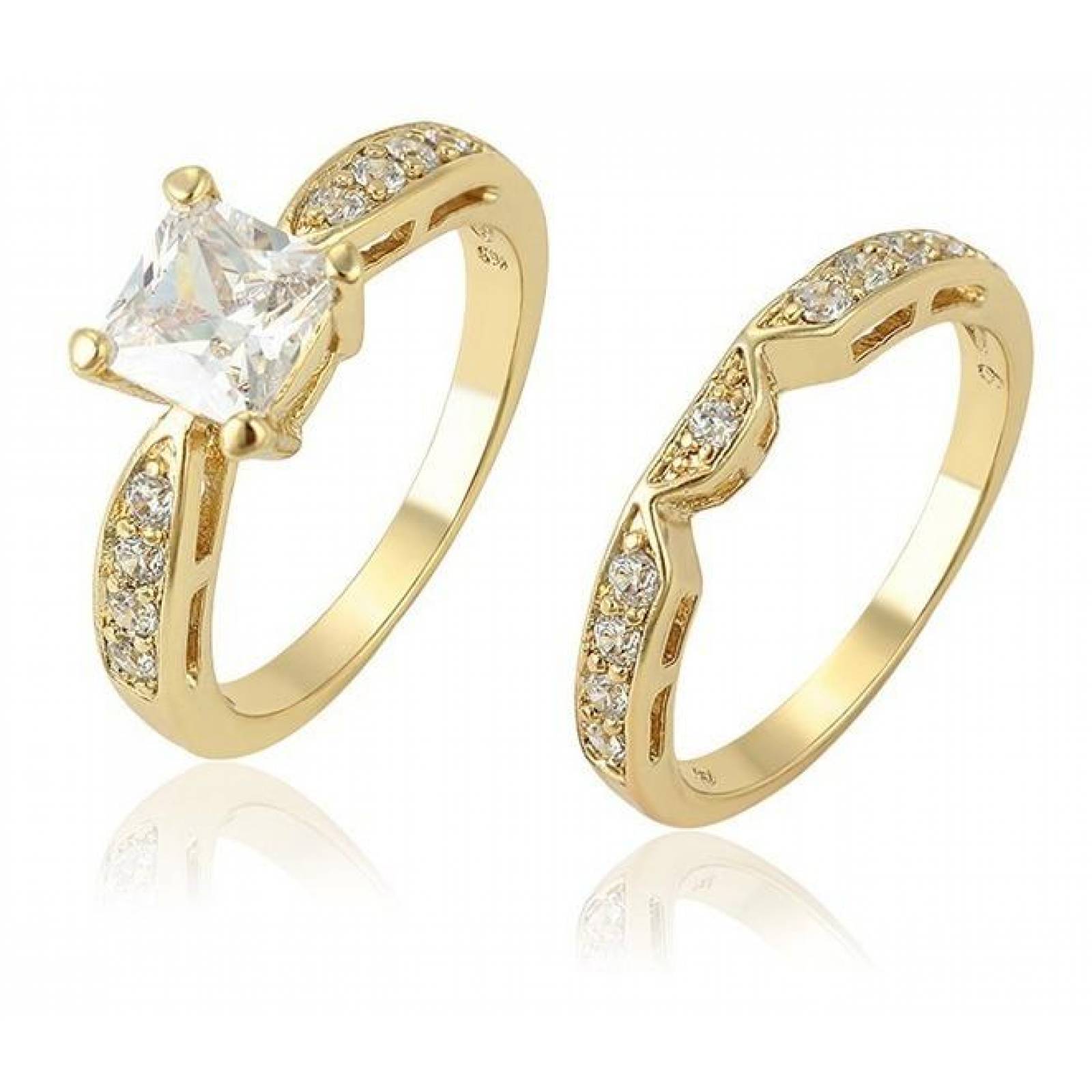 CRISTAL AMOR - Anillo Compromiso Oro 14k Laminado Zirconias Corte  Dorado 7