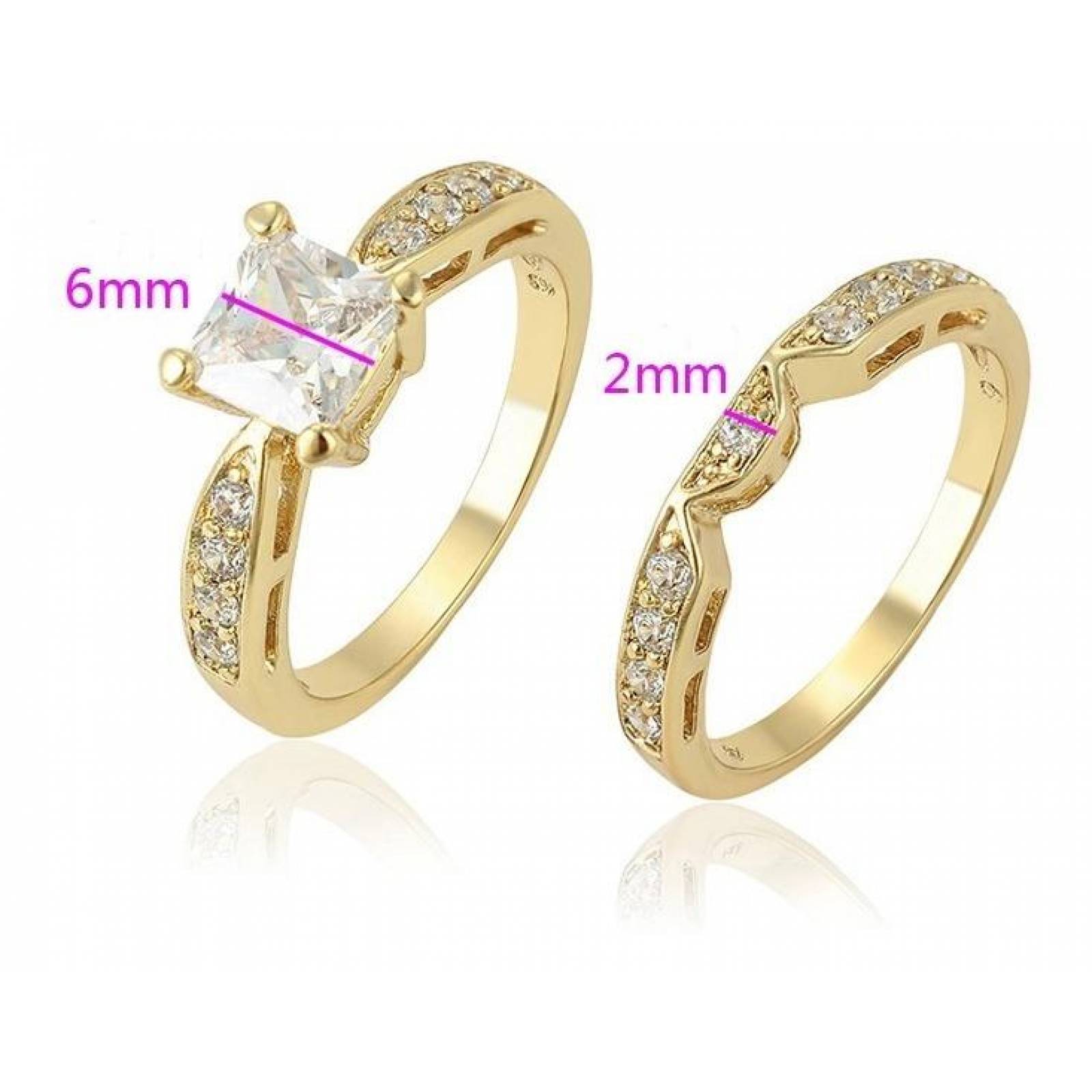 CRISTAL AMOR - Anillo Compromiso Oro 14k Laminado Zirconias Corte  Dorado 7
