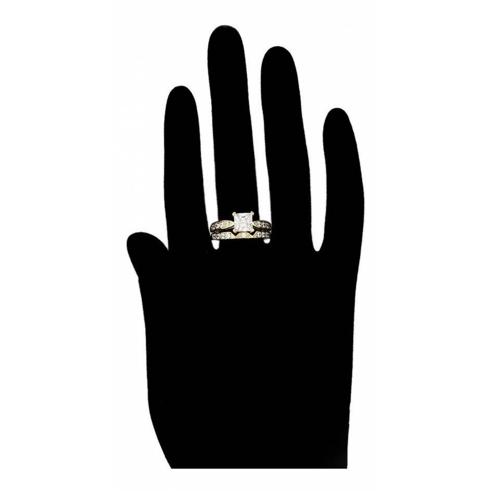 CRISTAL AMOR - Anillo Compromiso Oro 14k Laminado Zirconias Corte  Dorado 7