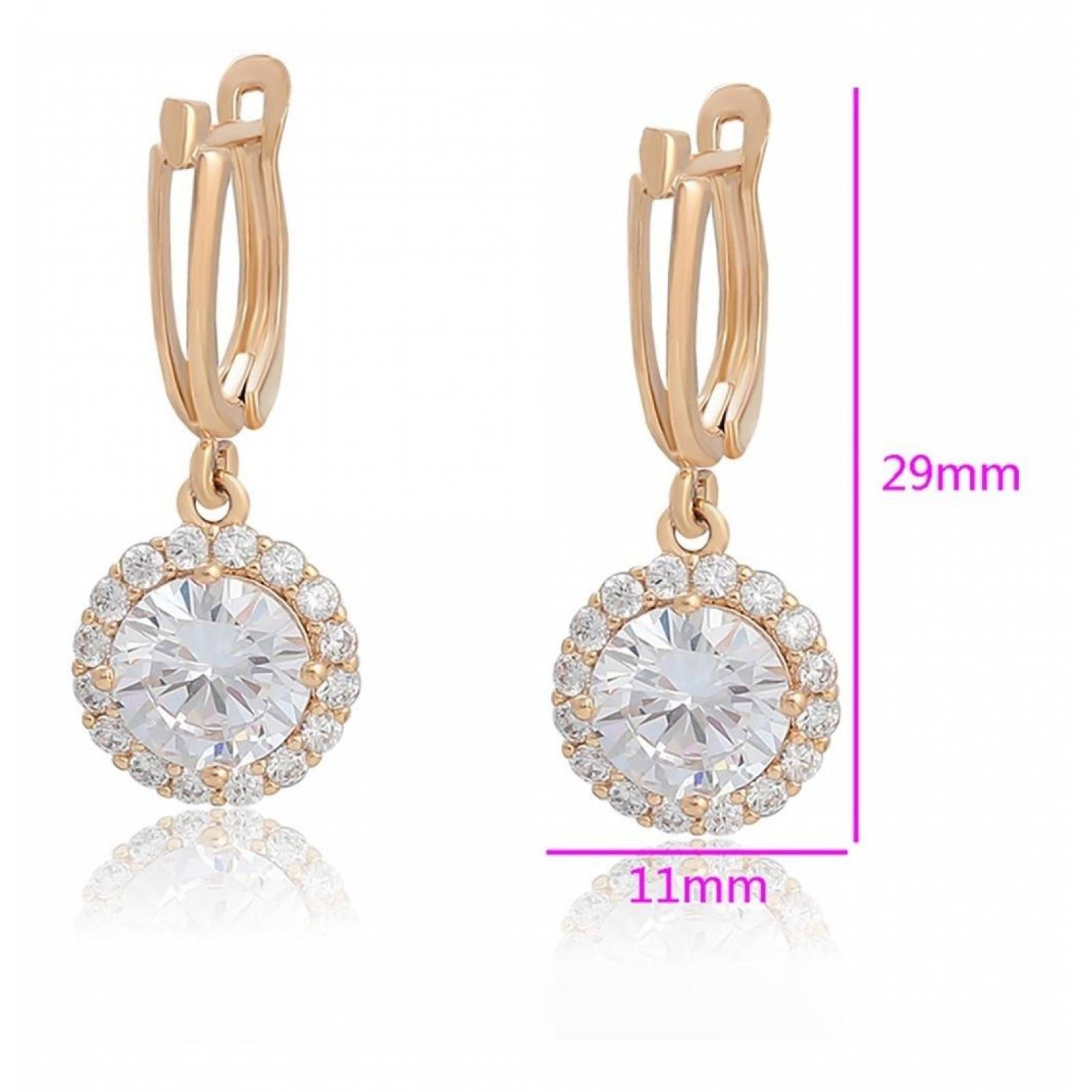 CRISTAL AMOR - Aretes Para Dama con Cristales De Oro 14k Laminado 