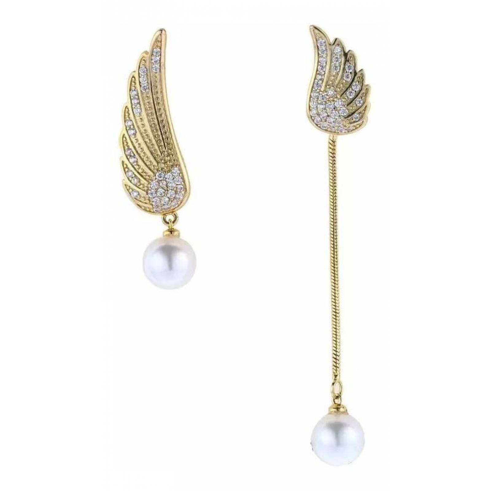 CRISTAL AMOR - Aretes Largos Hojas Filigrana Cristal Oro 14k Laminado