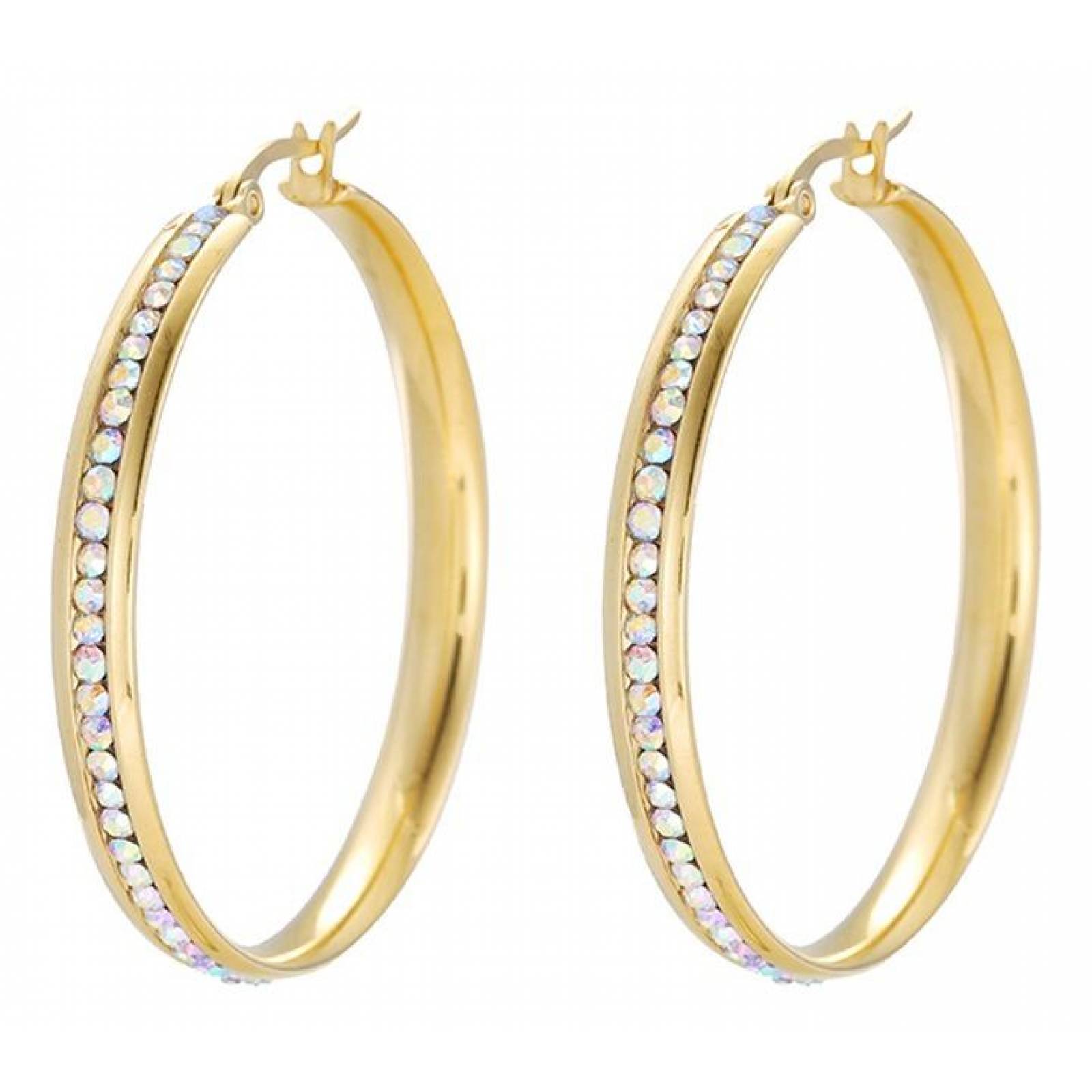 CRISTAL AMOR - Arracadas Grandes Cristal Oro 14k Laminado Para Dama