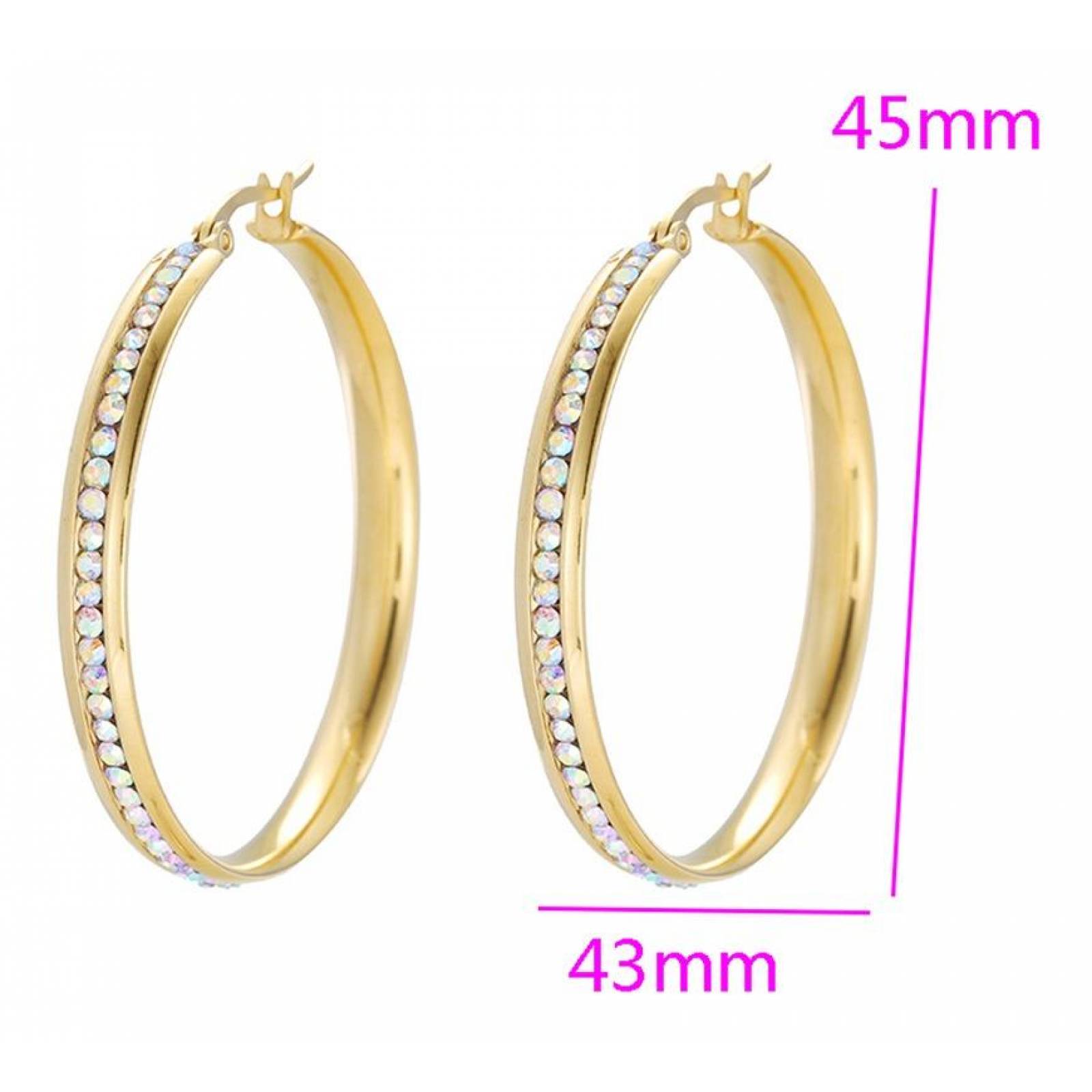 CRISTAL AMOR - Arracadas Grandes Cristal Oro 14k Laminado Para Dama