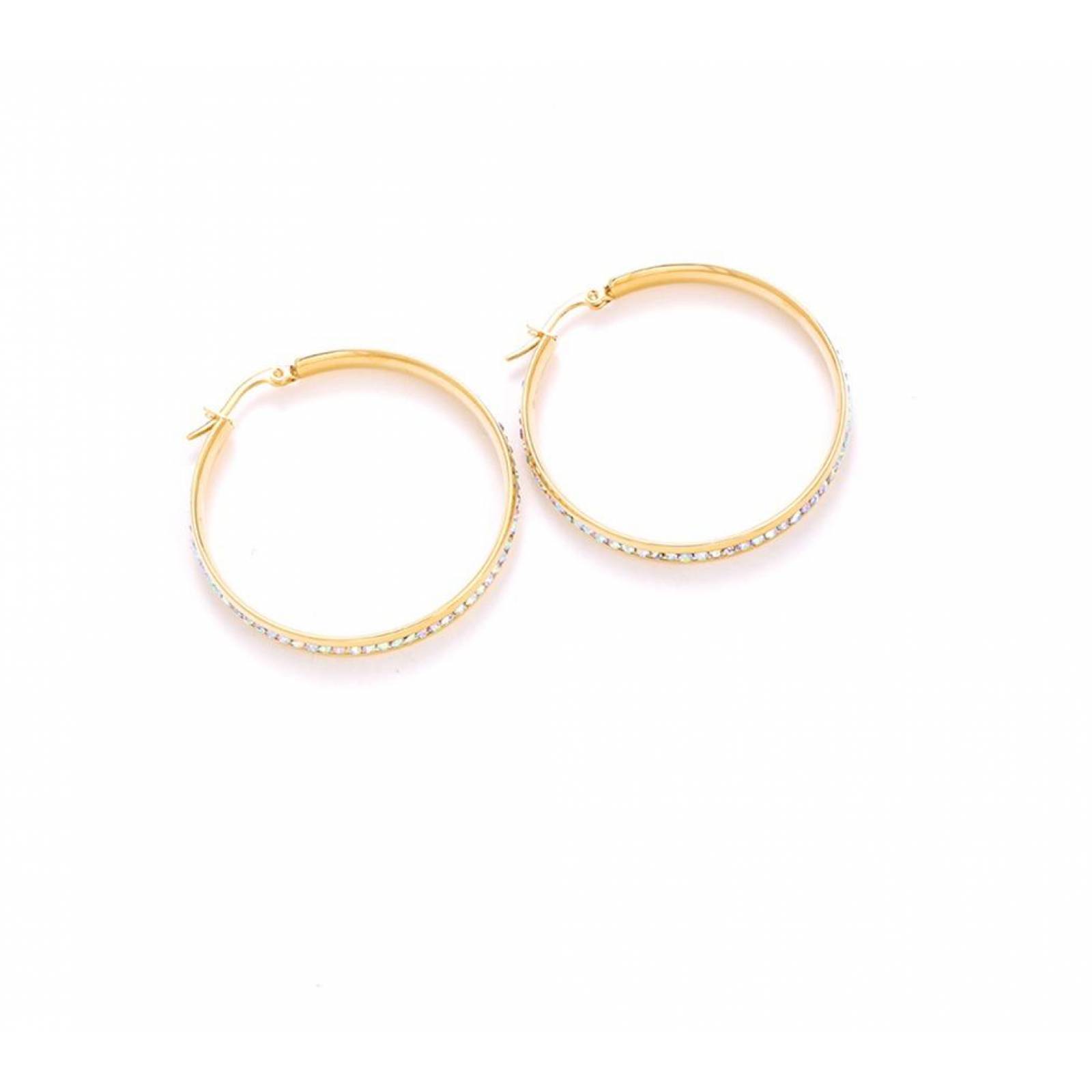 CRISTAL AMOR - Arracadas Grandes Cristal Oro 14k Laminado Para Dama