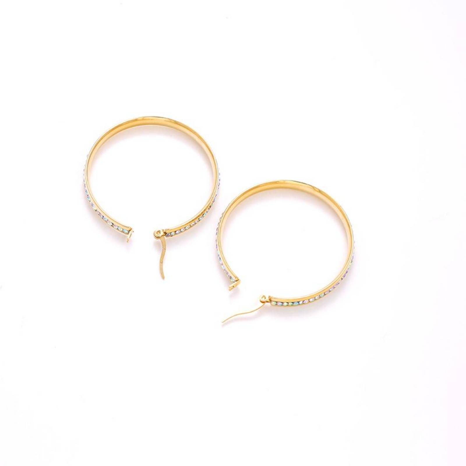 CRISTAL AMOR - Arracadas Grandes Cristal Oro 14k Laminado Para Dama