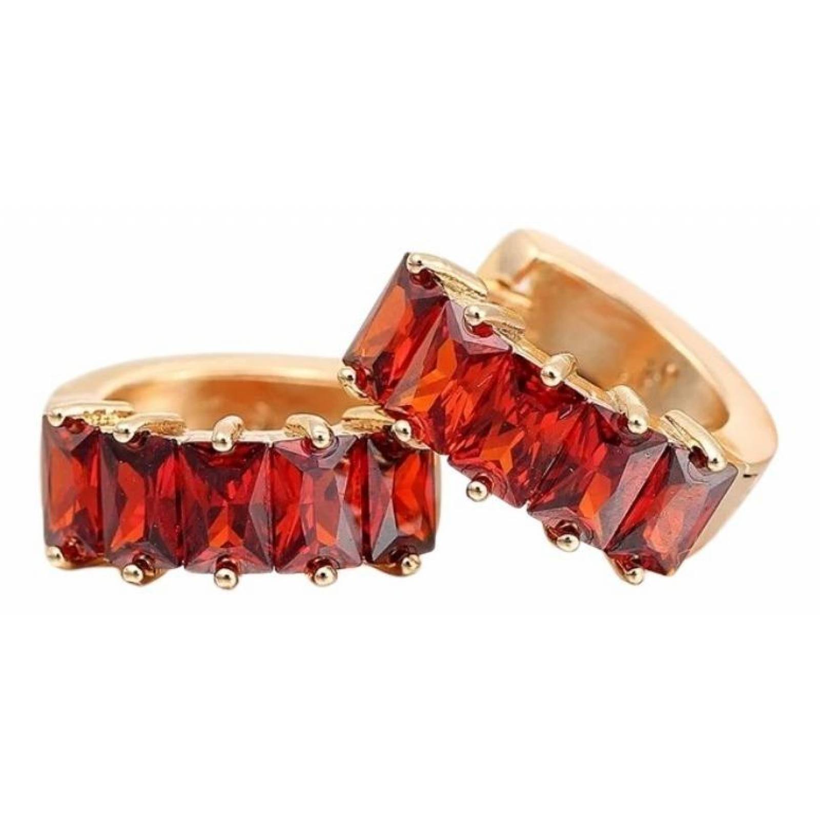 CRISTAL AMOR - Aretes Arracadas Cristal Rubo O Zafiro Oro 14k Laminado Rubí
