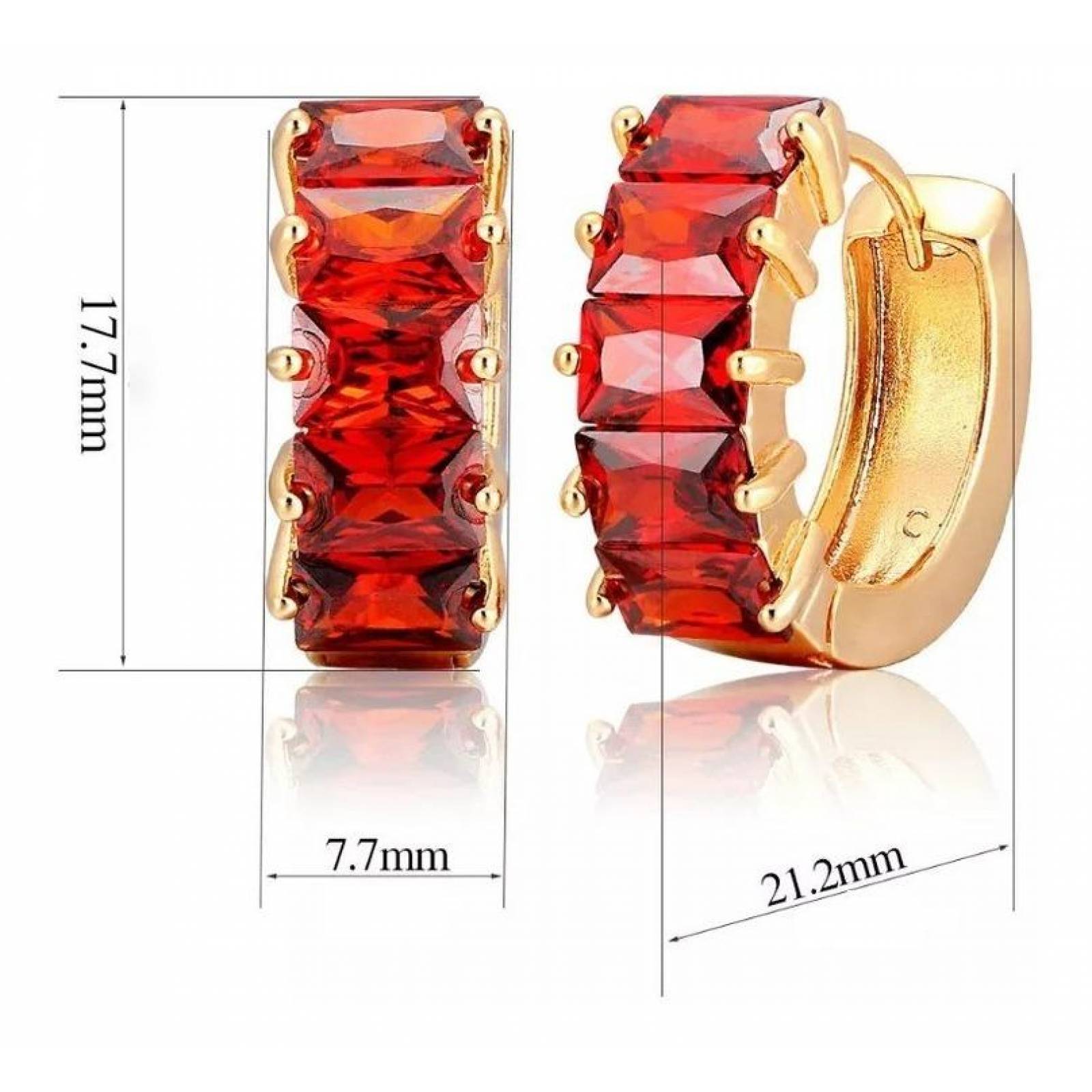 CRISTAL AMOR - Aretes Arracadas Cristal Rubo O Zafiro Oro 14k Laminado Rubí