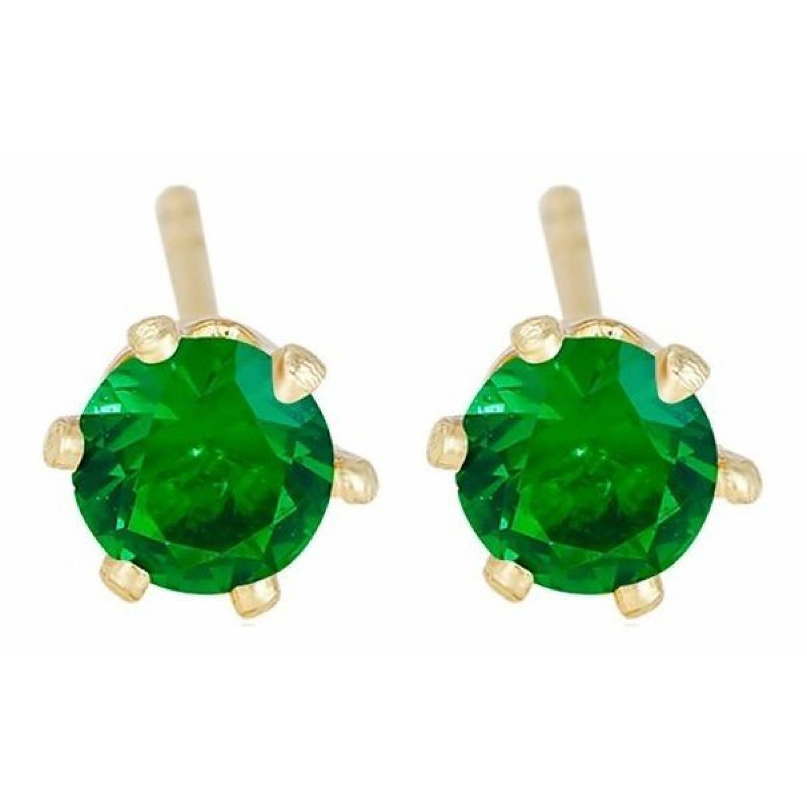 CRISTAL AMOR - Broqueles Bicelados con Cristales Oro 18k Laminado 5 Mm Verde