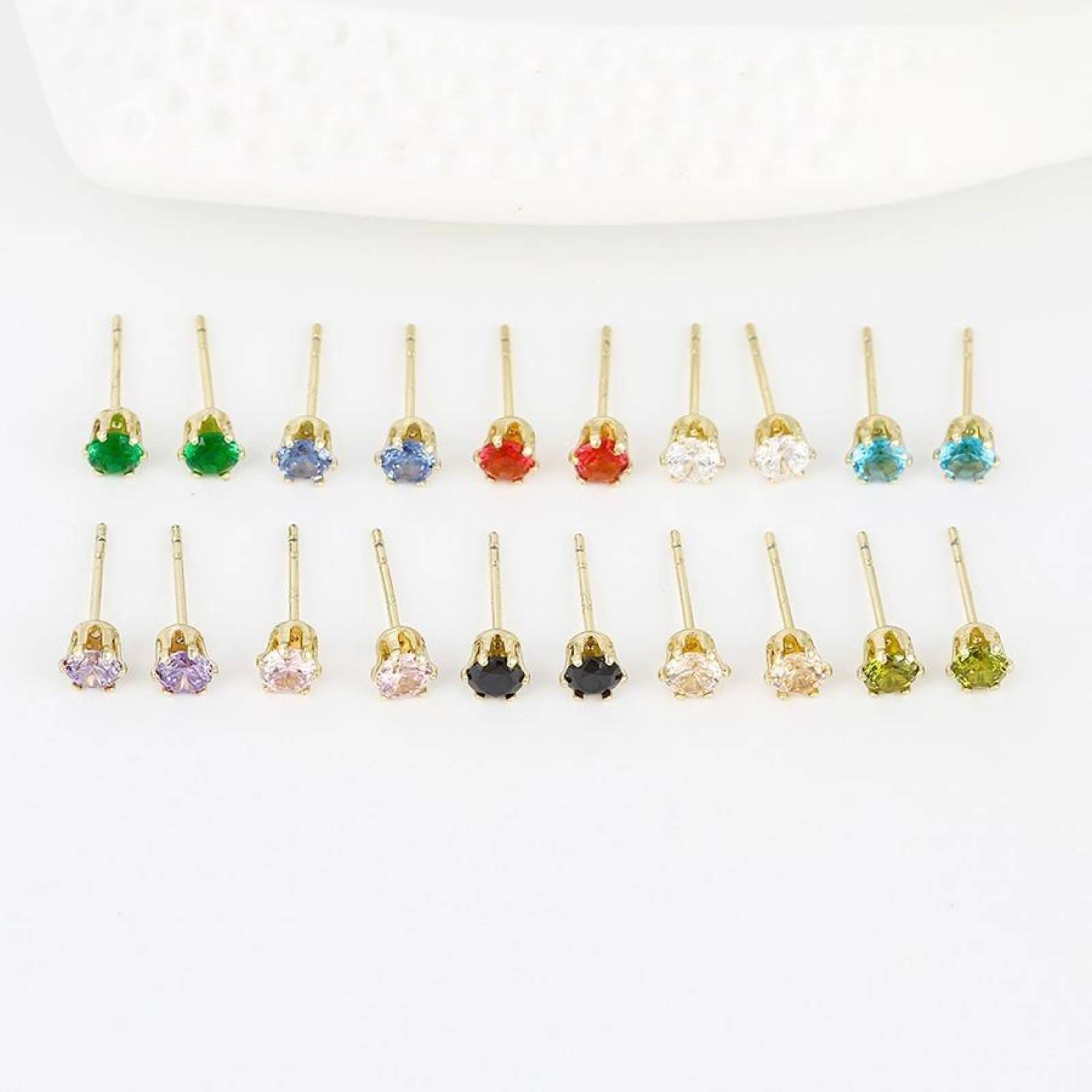 CRISTAL AMOR - Broqueles Bicelados con Cristales Oro 18k Laminado 5 Mm Verde