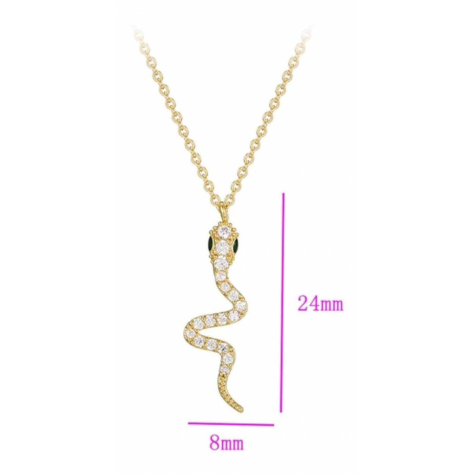 CRISTAL AMOR - Cadena Y Dije Serpiente Cristales Oro Laminado 14k Dorado