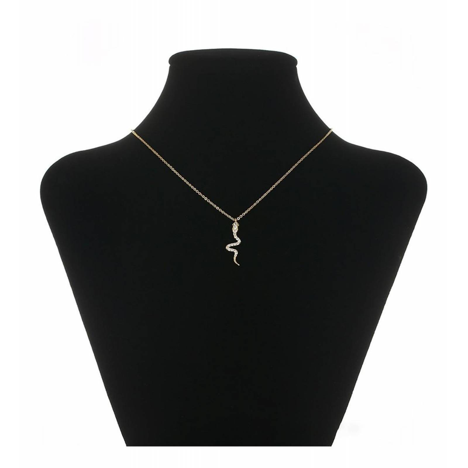 CRISTAL AMOR - Cadena Y Dije Serpiente Cristales Oro Laminado 14k Dorado