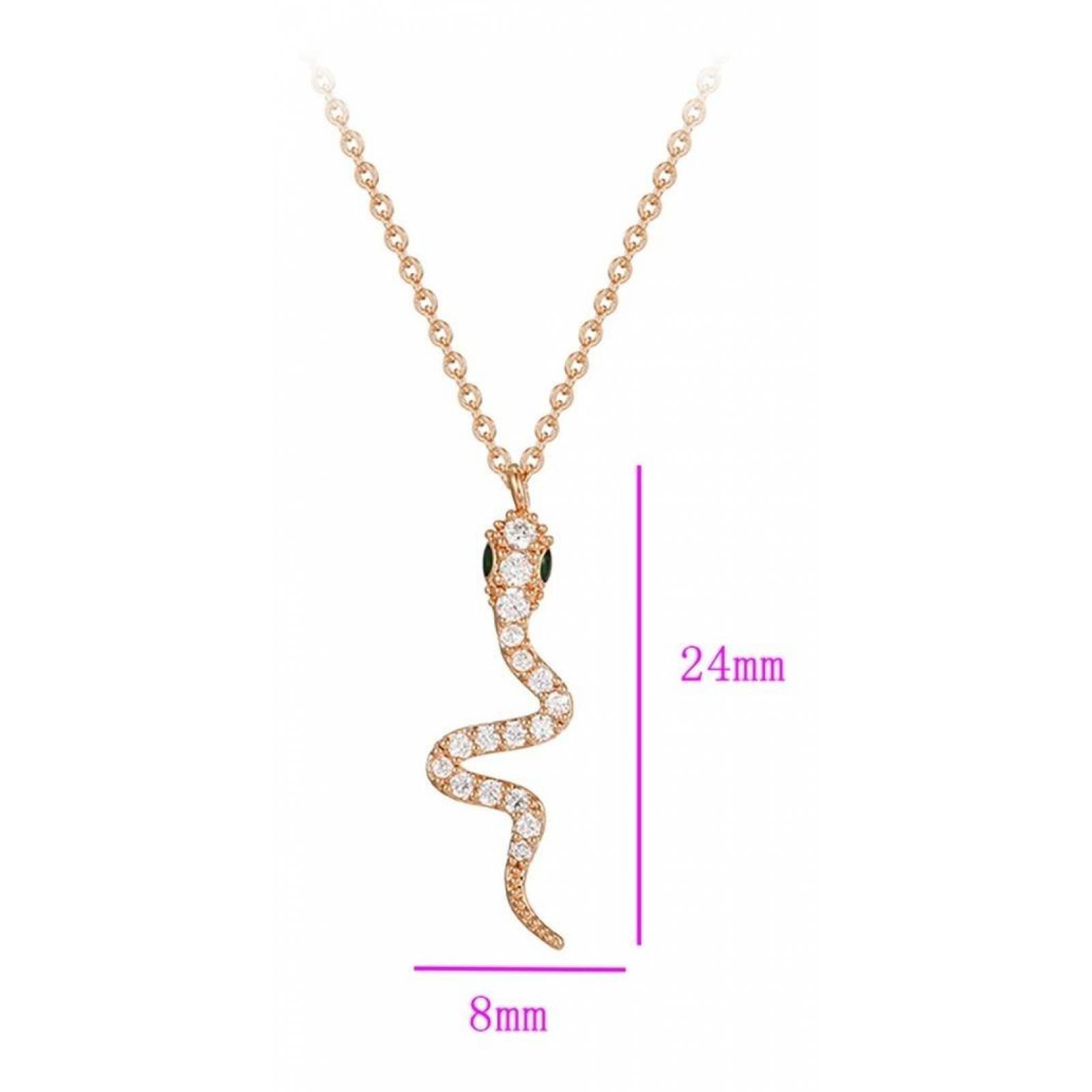 CRISTAL AMOR - Cadena Y Dije Serpiente Cristales Oro Laminado 14k Rosa