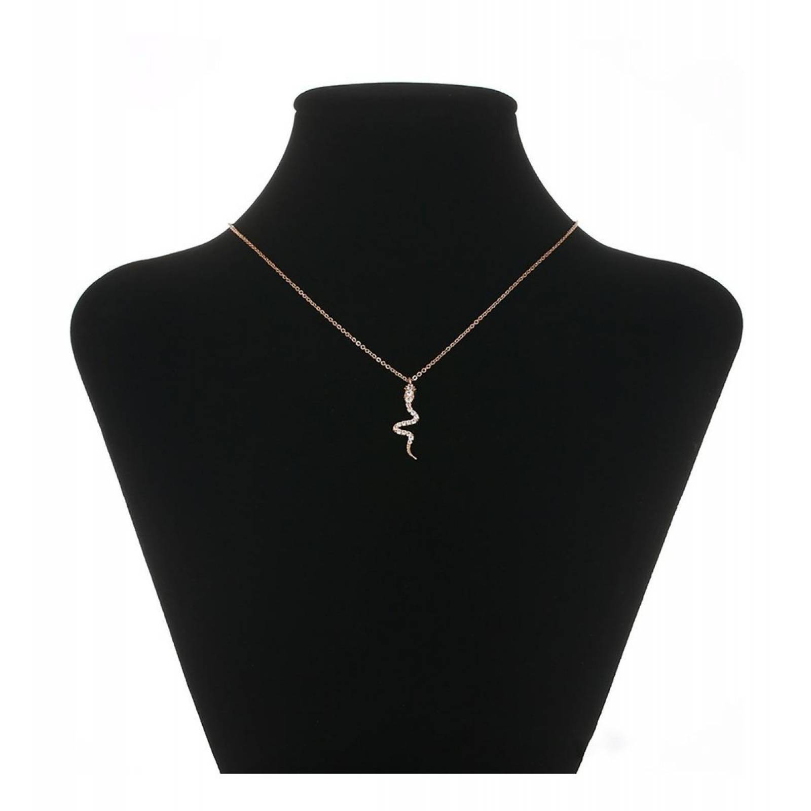 CRISTAL AMOR - Cadena Y Dije Serpiente Cristales Oro Laminado 14k Rosa