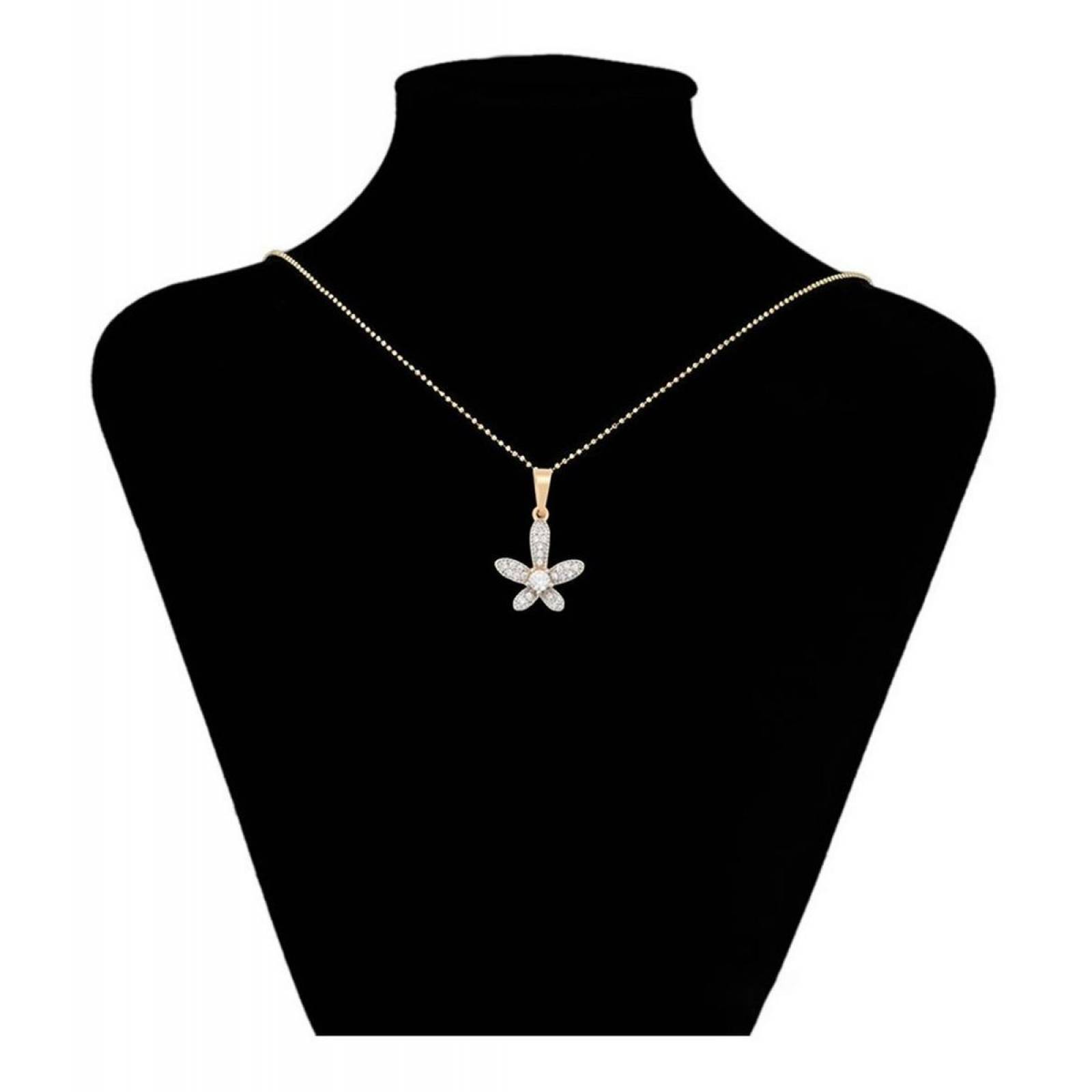 CRISTAL AMOR - et Collar Y Aretes Flor Margarita Cristal Oro Laminado