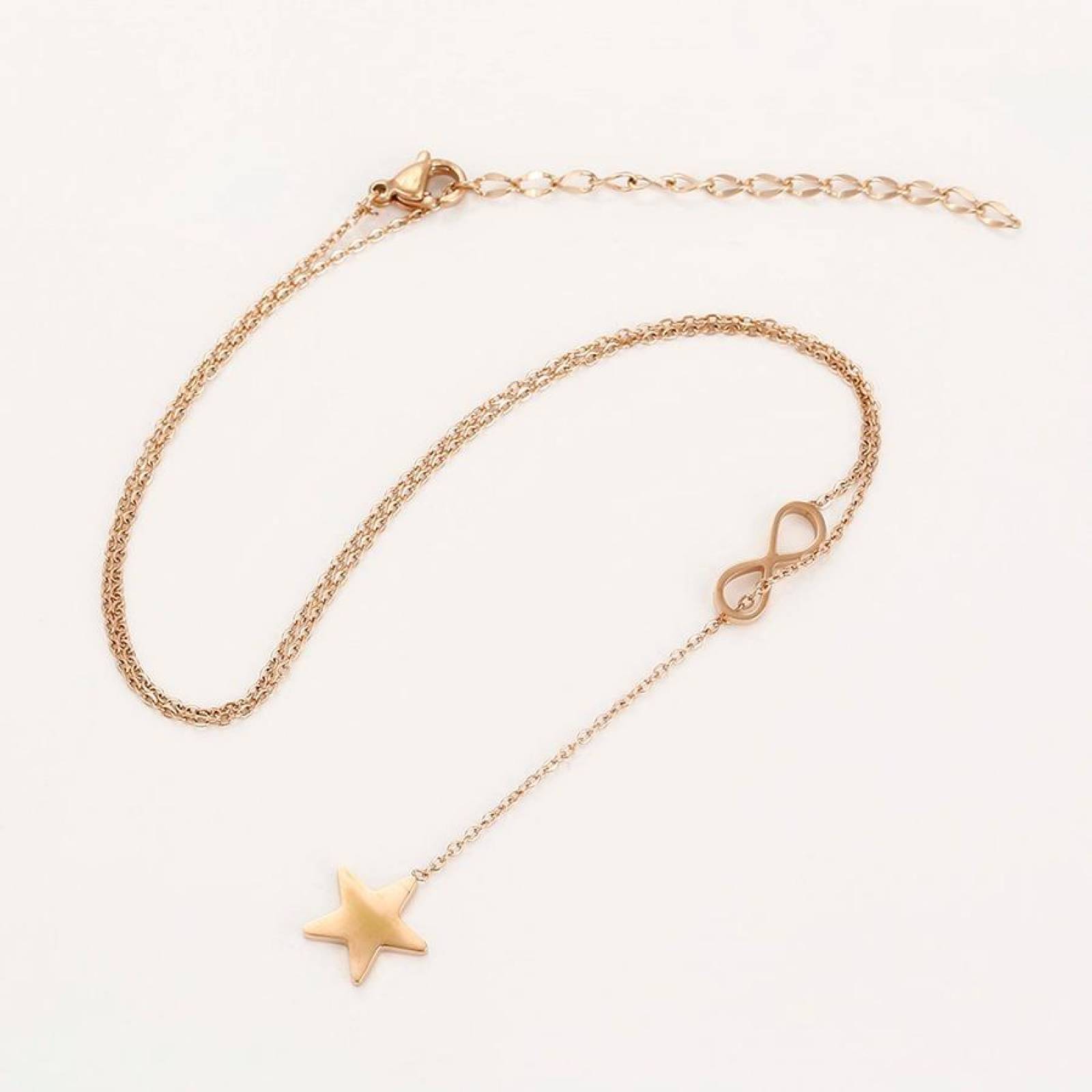CRISTAL AMOR - Collar Estrella Infinito Oro Rosa 18k Laminado  