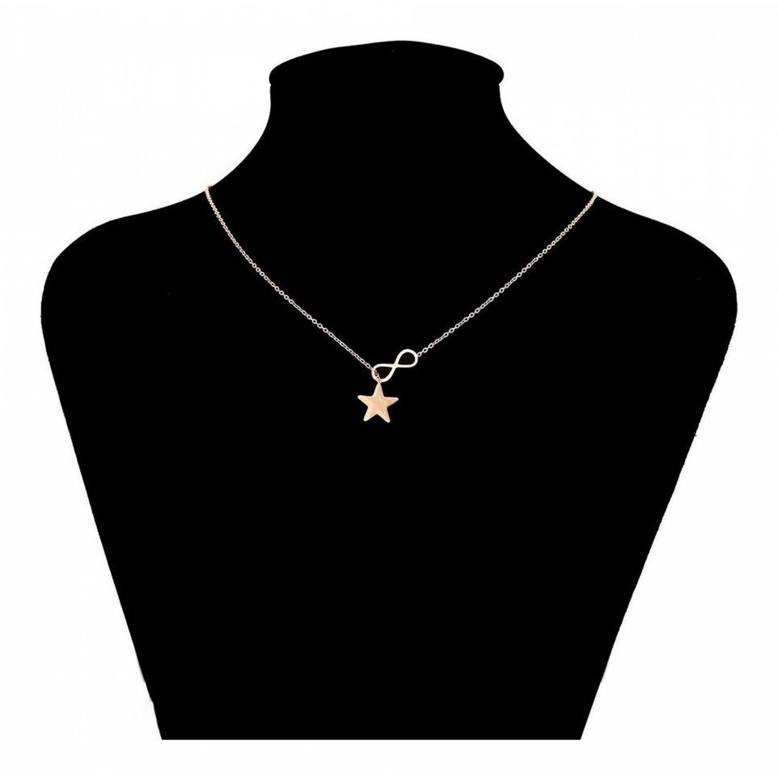 CRISTAL AMOR - Collar Estrella Infinito Oro Rosa 18k Laminado  