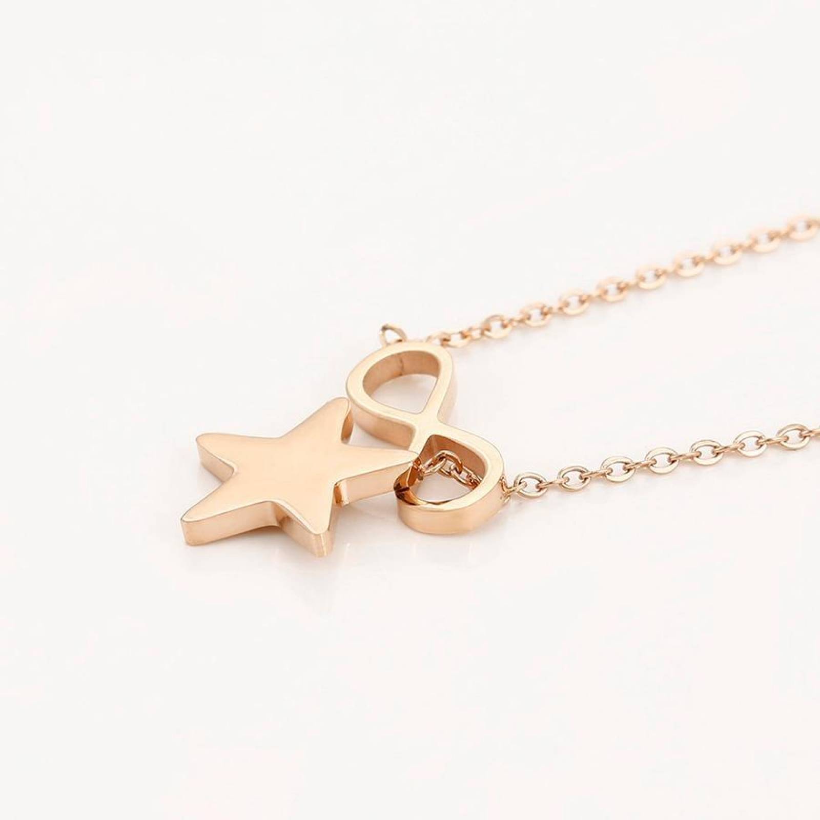CRISTAL AMOR - Collar Estrella Infinito Oro Rosa 18k Laminado  