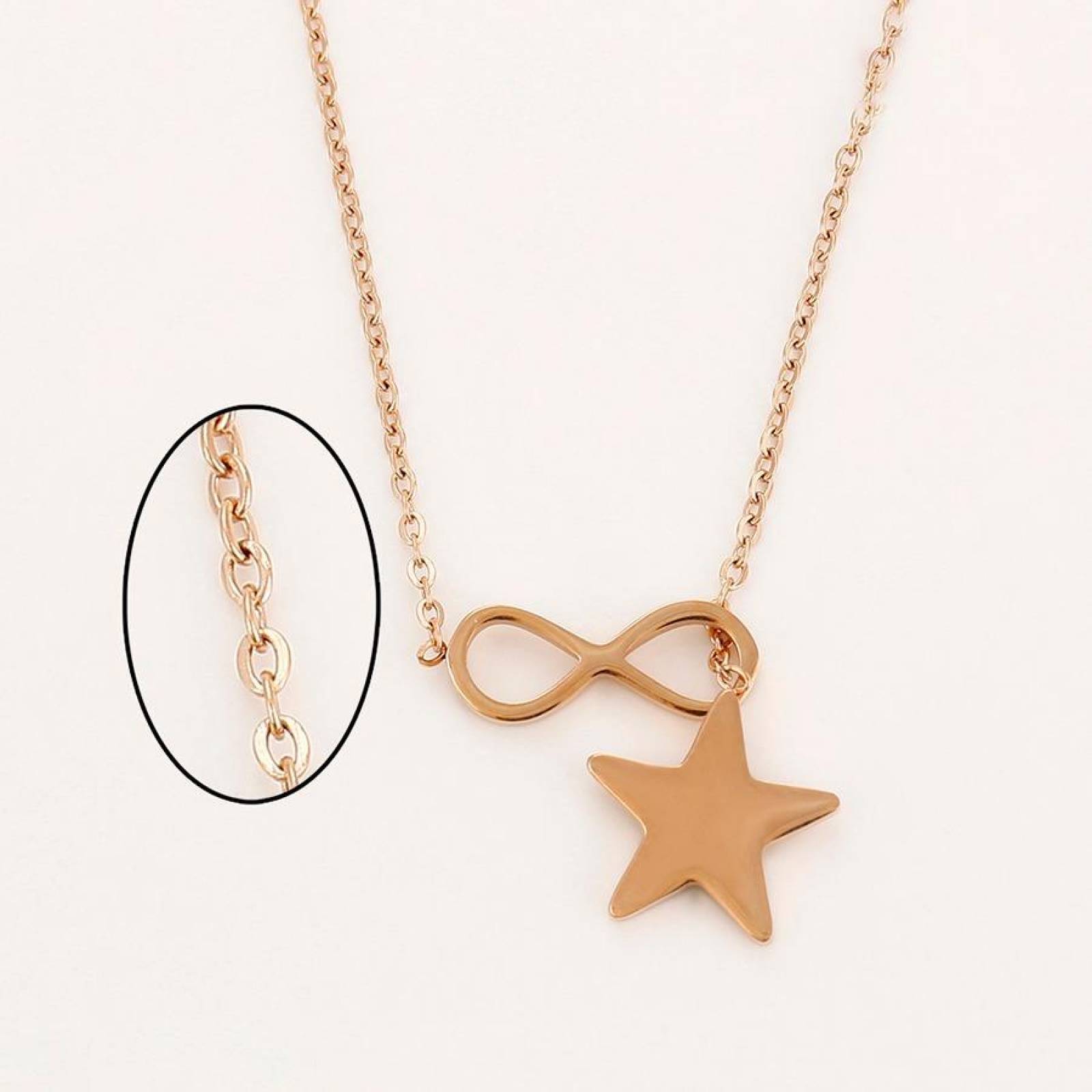 CRISTAL AMOR - Collar Estrella Infinito Oro Rosa 18k Laminado  