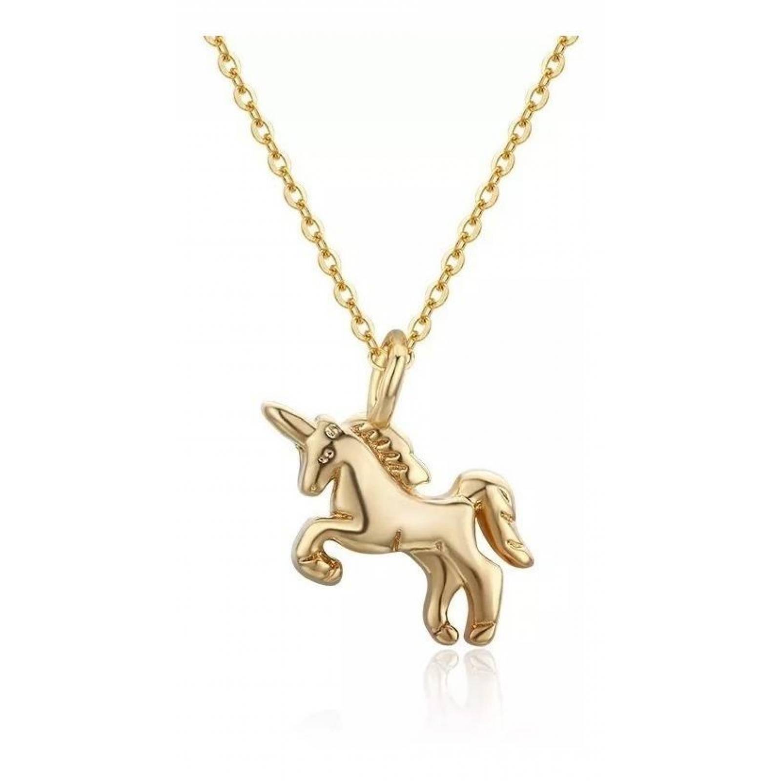 CRISTAL AMOR - Collar Unicornio Oro 14k Laminado 45 Cm  