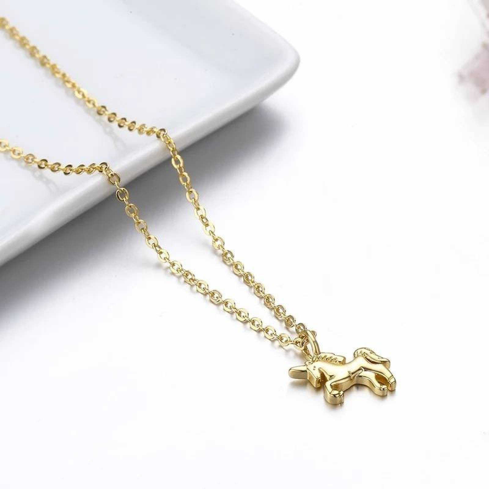 CRISTAL AMOR - Collar Unicornio Oro 14k Laminado 45 Cm  