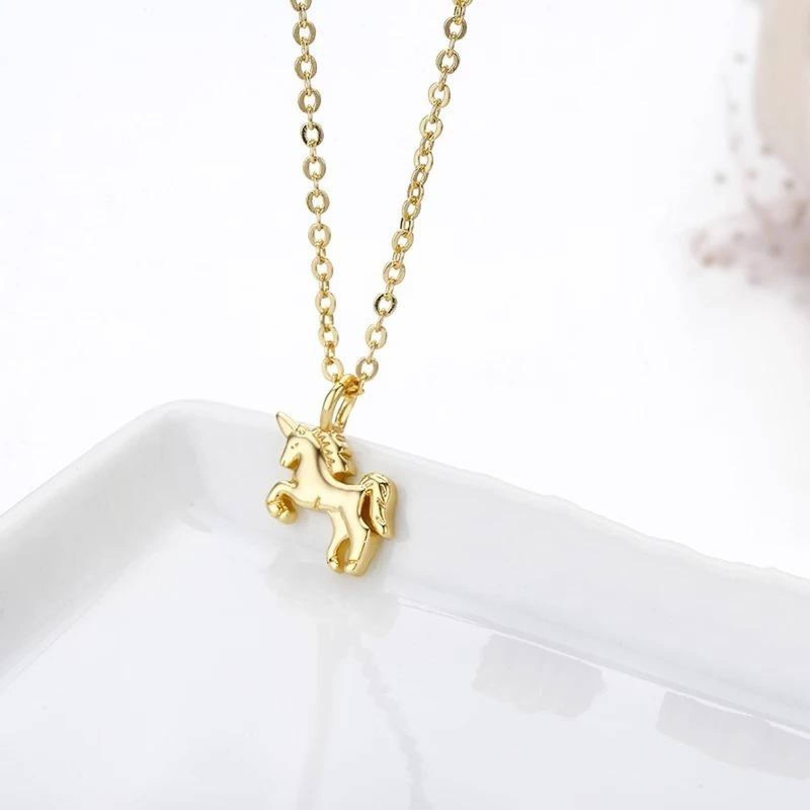 CRISTAL AMOR - Collar Unicornio Oro 14k Laminado 45 Cm  