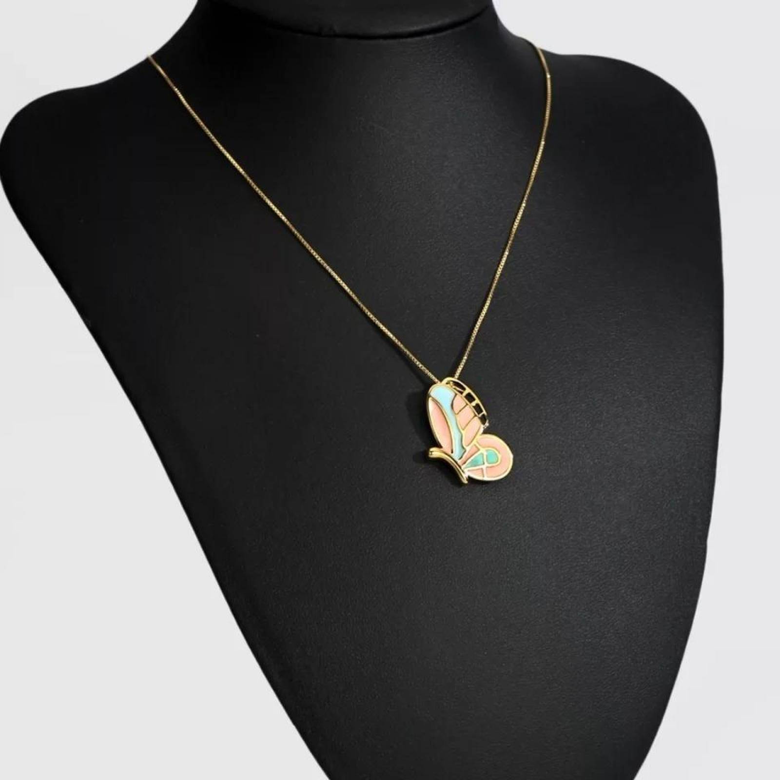 CRISTAL AMOR - Collar Mariposa Para Dama Oro 14k Laminado 