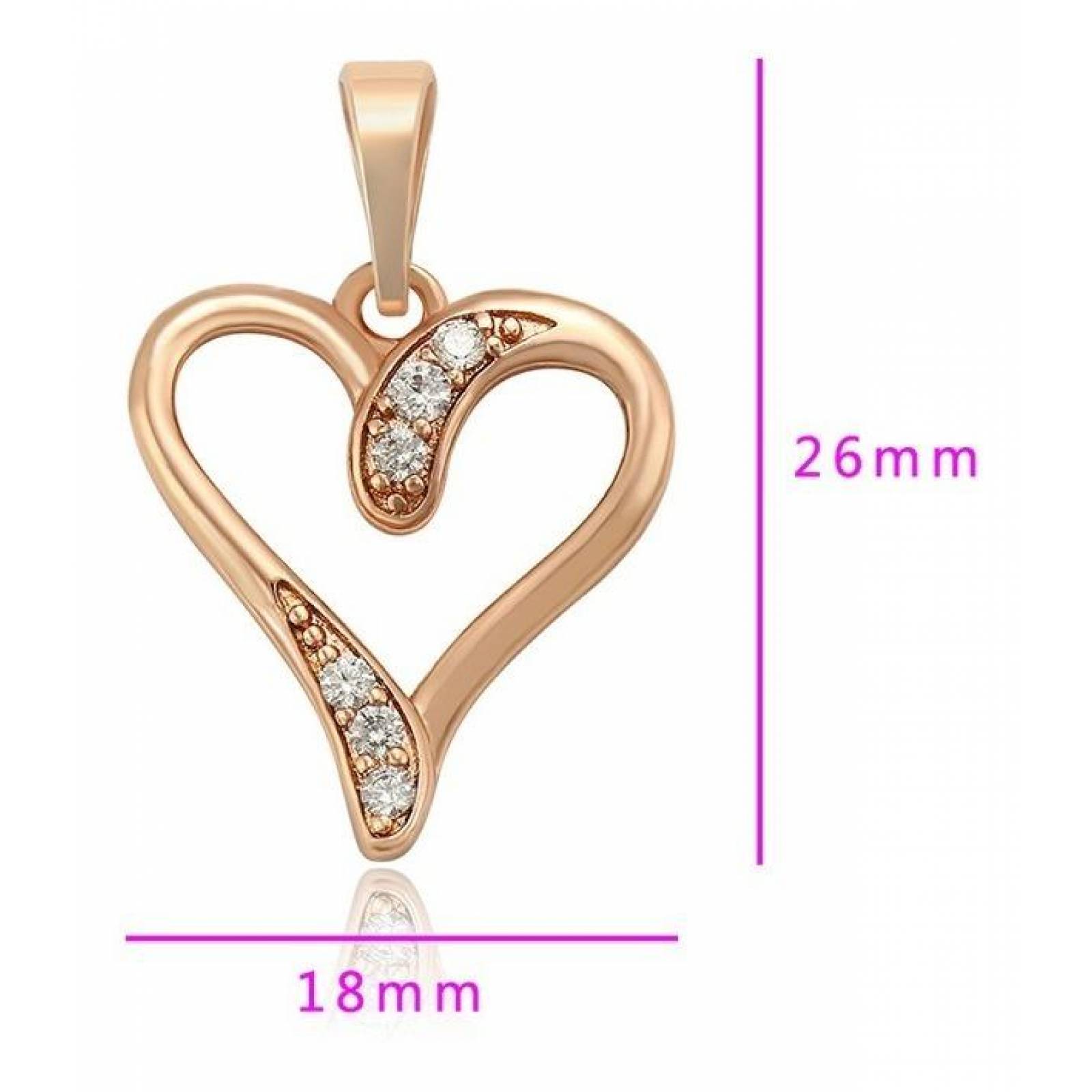 CRISTAL AMOR - Collar Corazon Cristales Oro Rosa 14k Laminado