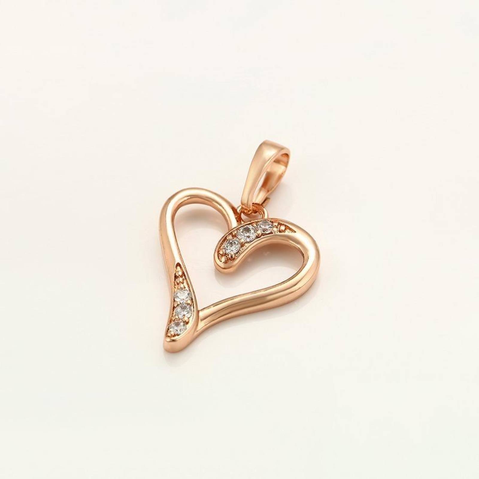 CRISTAL AMOR - Collar Corazon Cristales Oro Rosa 14k Laminado