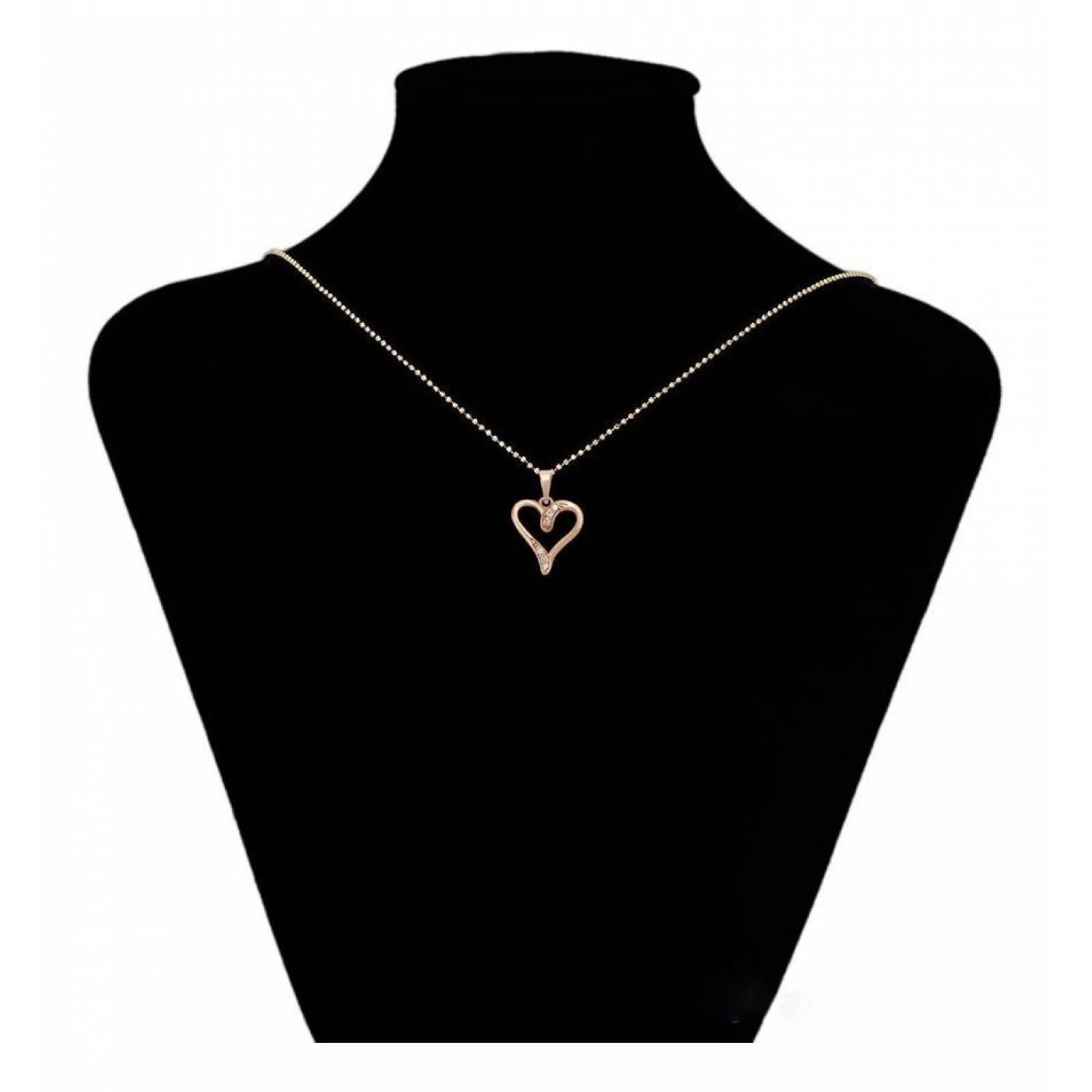 CRISTAL AMOR - Collar Corazon Cristales Oro Rosa 14k Laminado