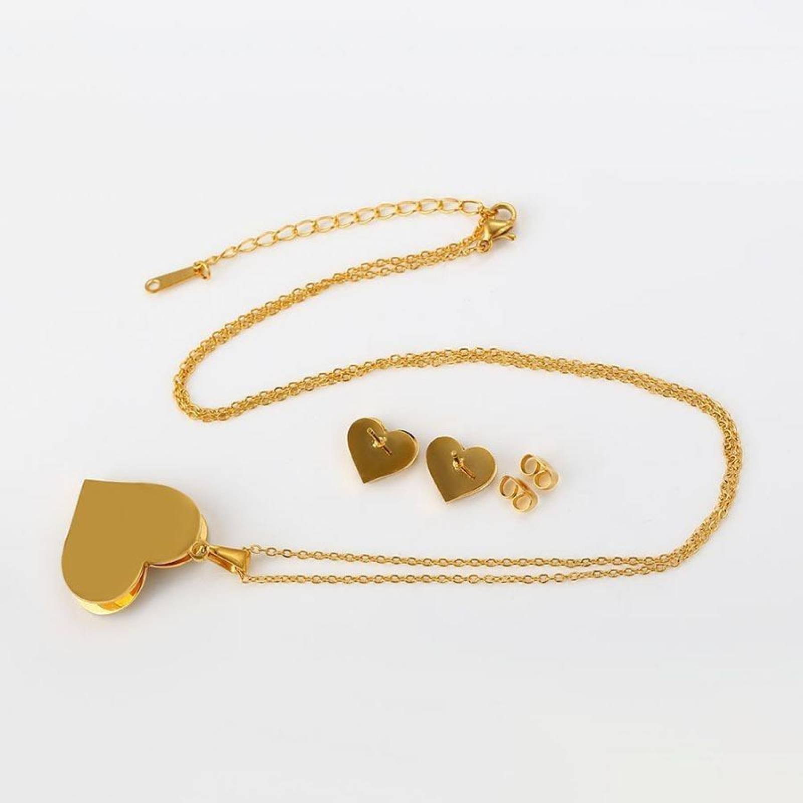 CRISTAL AMOR - Collar Y Aretes Corazon Azucarado Oro 14k Laminado