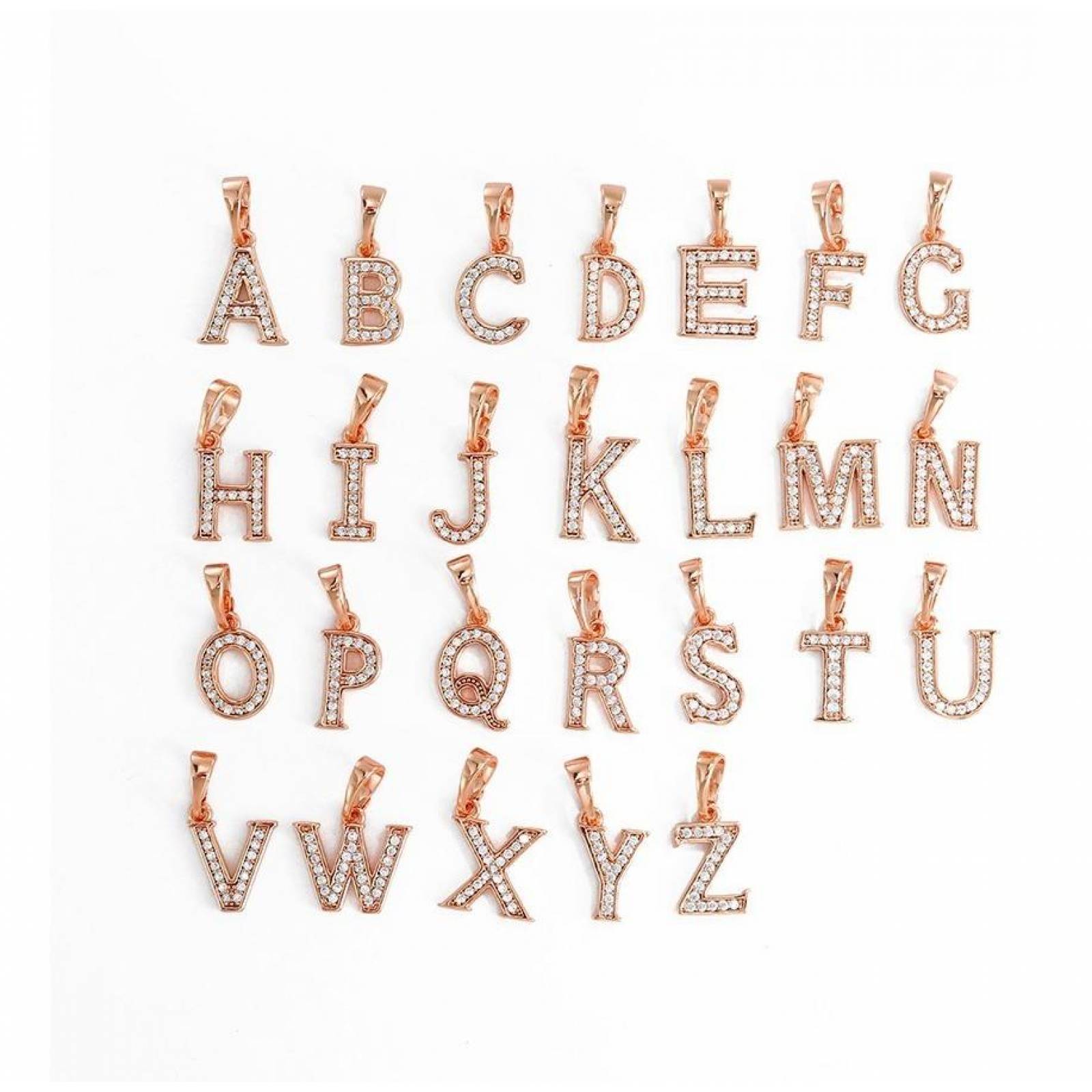 CRISTAL AMOR - Collar Letra Inicial Cristal Oro 14k Laminado  Rosa G