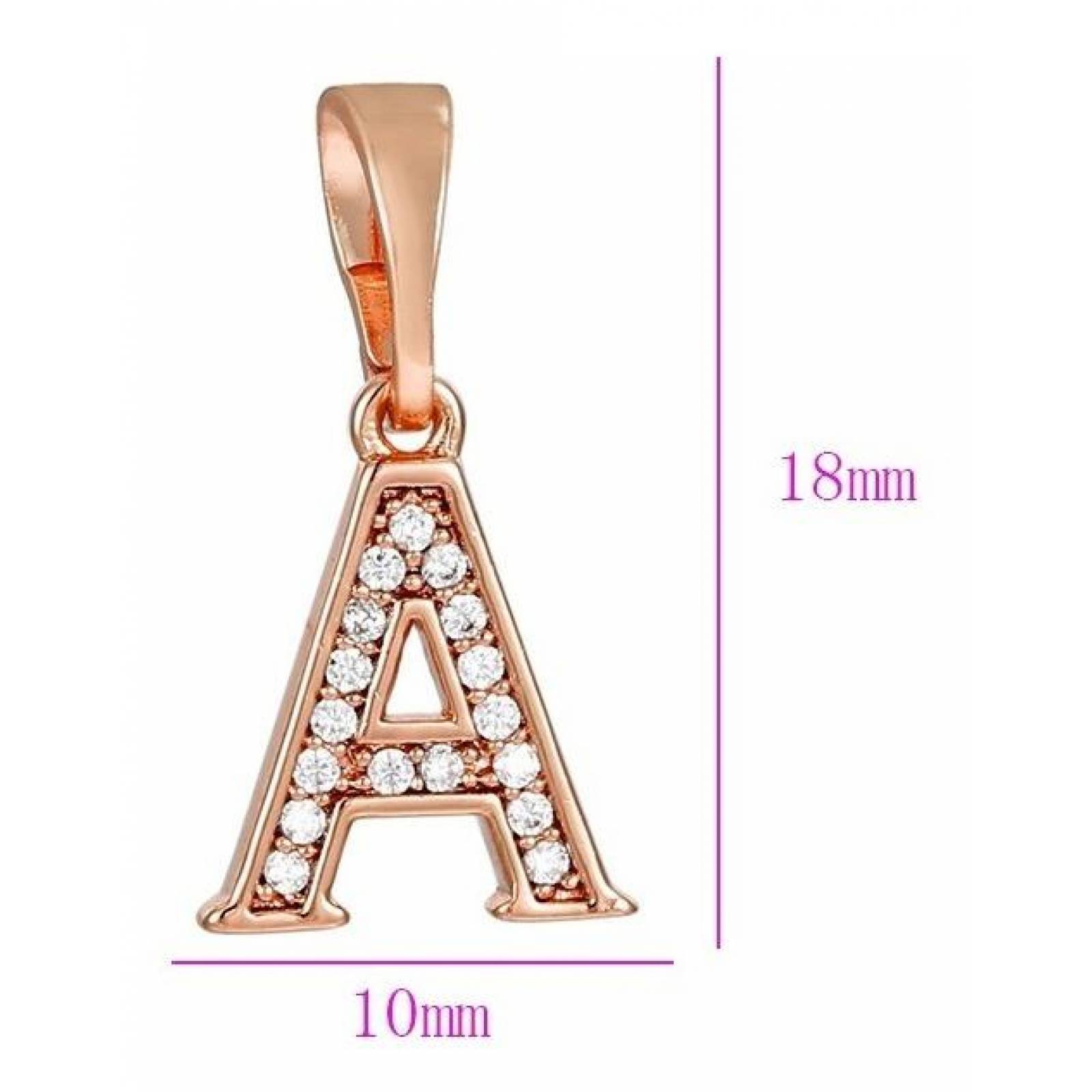 CRISTAL AMOR - Collar Letra Inicial Cristal Oro 14k Laminado  Rosa G