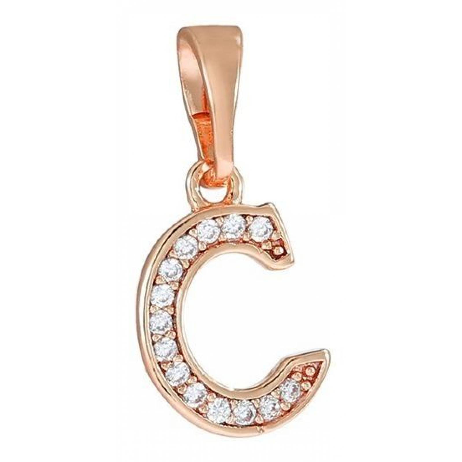 CRISTAL AMOR - Collar Letra Inicial Cristal Oro 14k Laminado  Rosa G