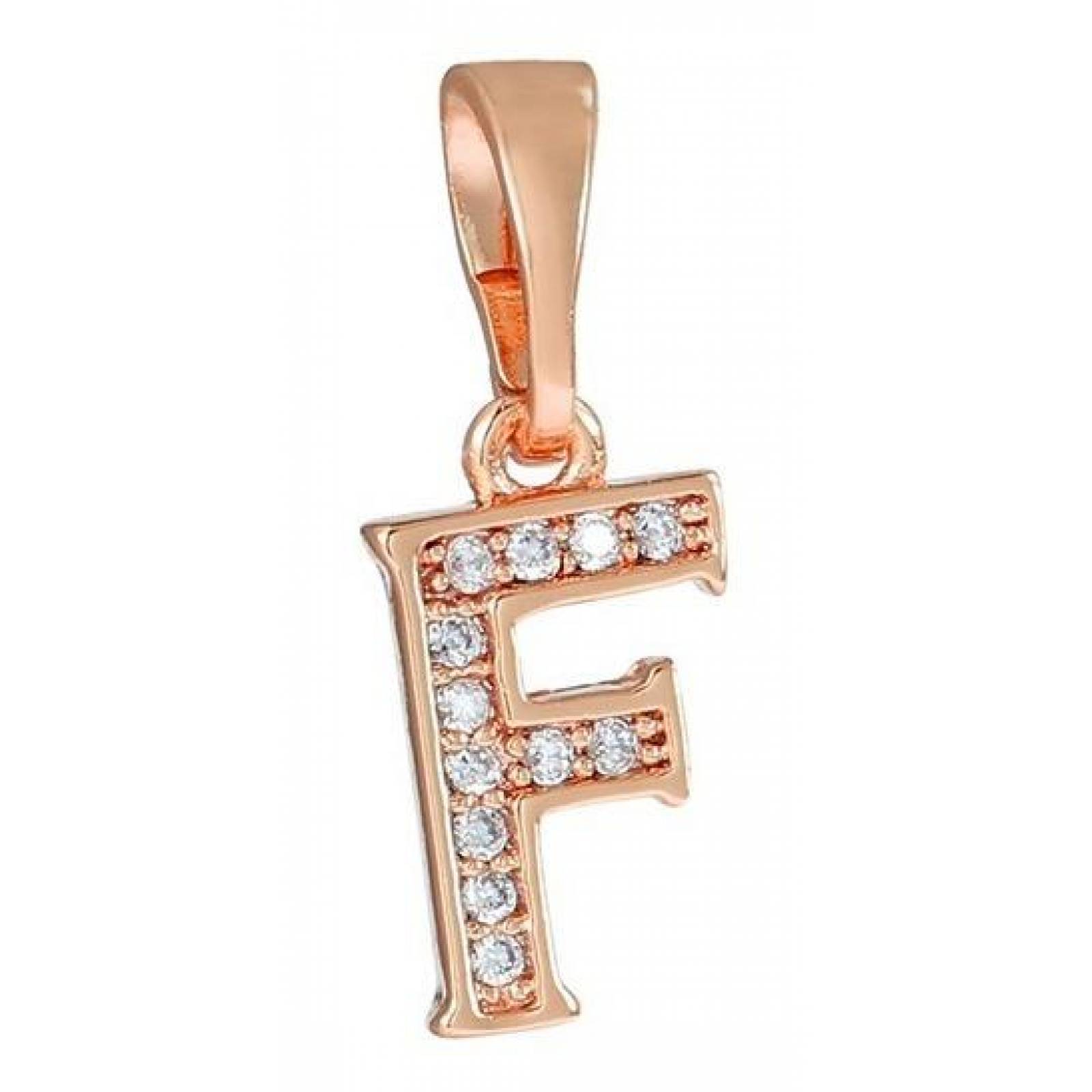 CRISTAL AMOR - Collar Letra Inicial Cristal Oro 14k Laminado  Rosa G