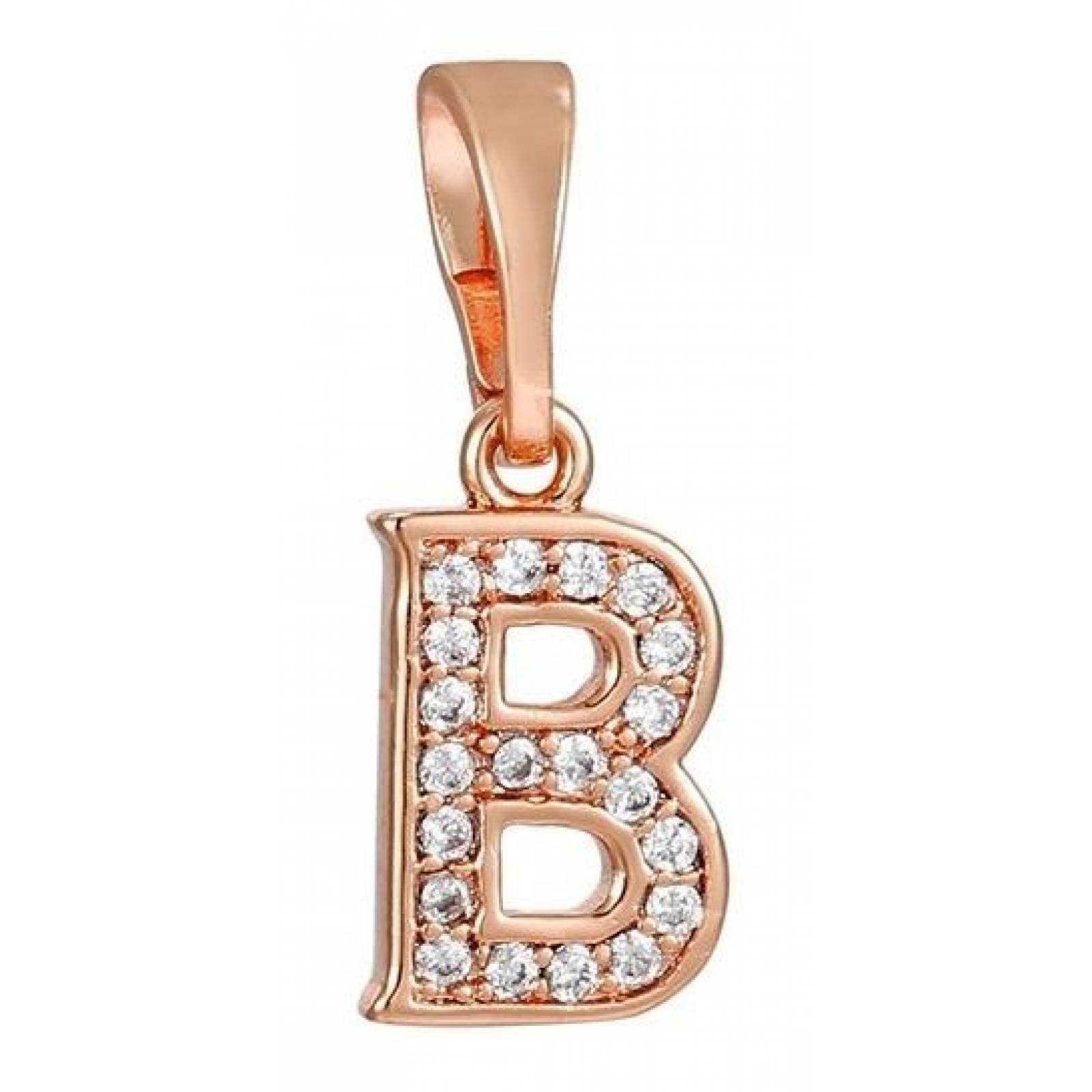 CRISTAL AMOR - Collar Letra Inicial Cristal Oro 14k Laminado  Rosa G