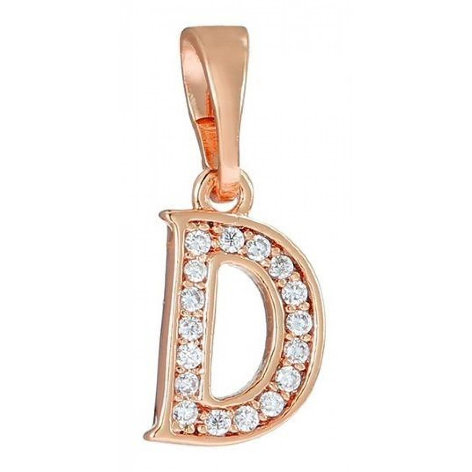 CRISTAL AMOR - Collar Letra Inicial Cristal Oro 14k Laminado  Rosa G