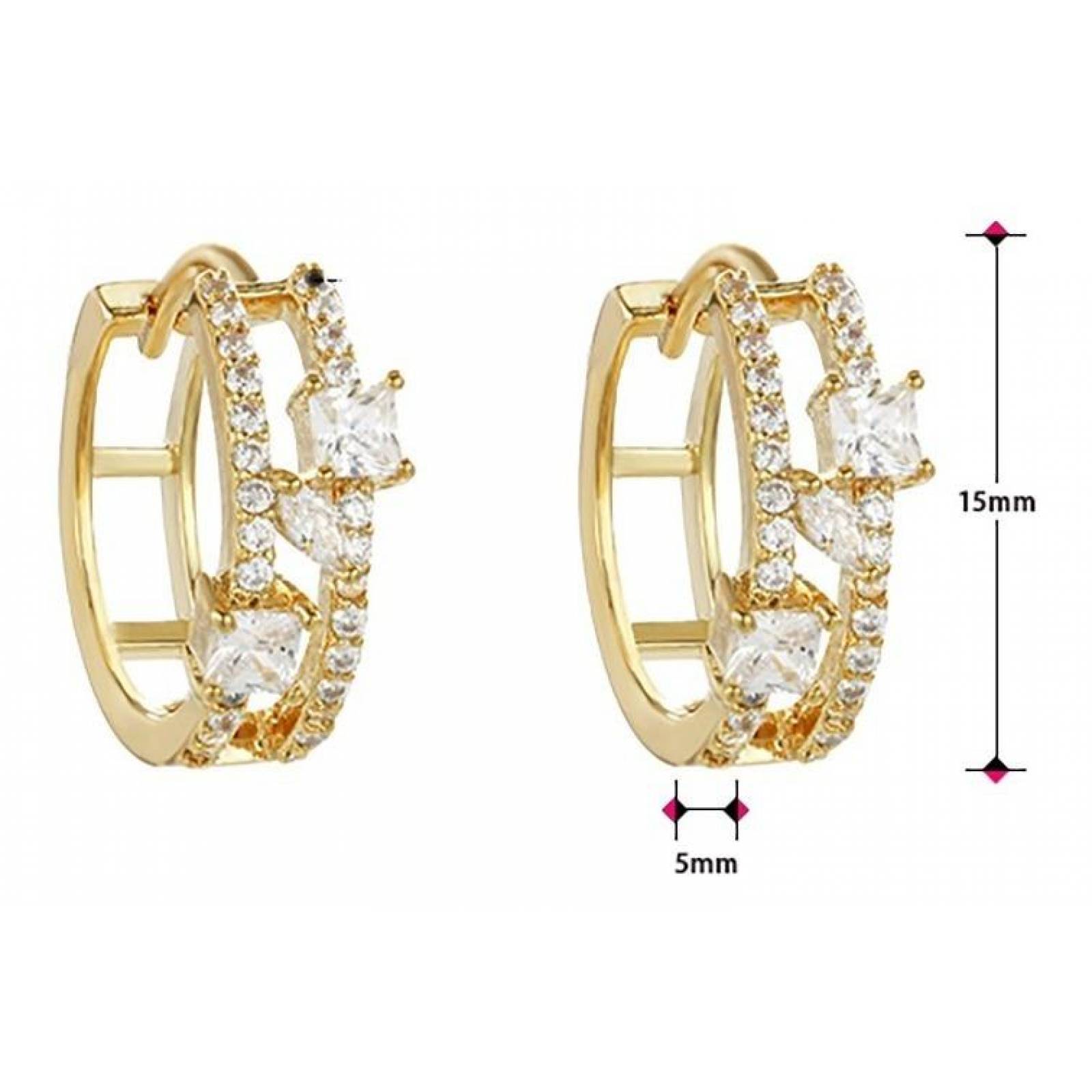 CRISTAL AMOR - Arracadas Oro 18k Laminado Cristales Y Piedras Cristal  