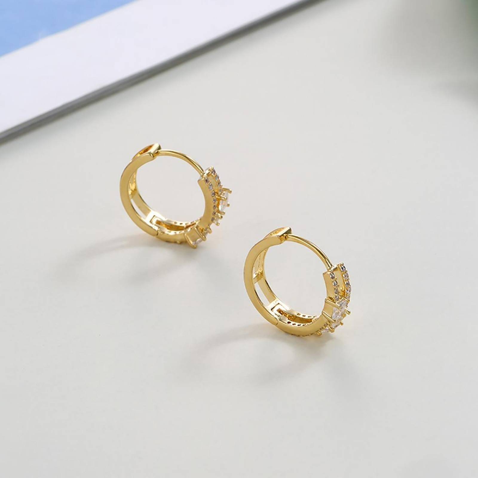 CRISTAL AMOR - Arracadas Oro 18k Laminado Cristales Y Piedras Cristal  