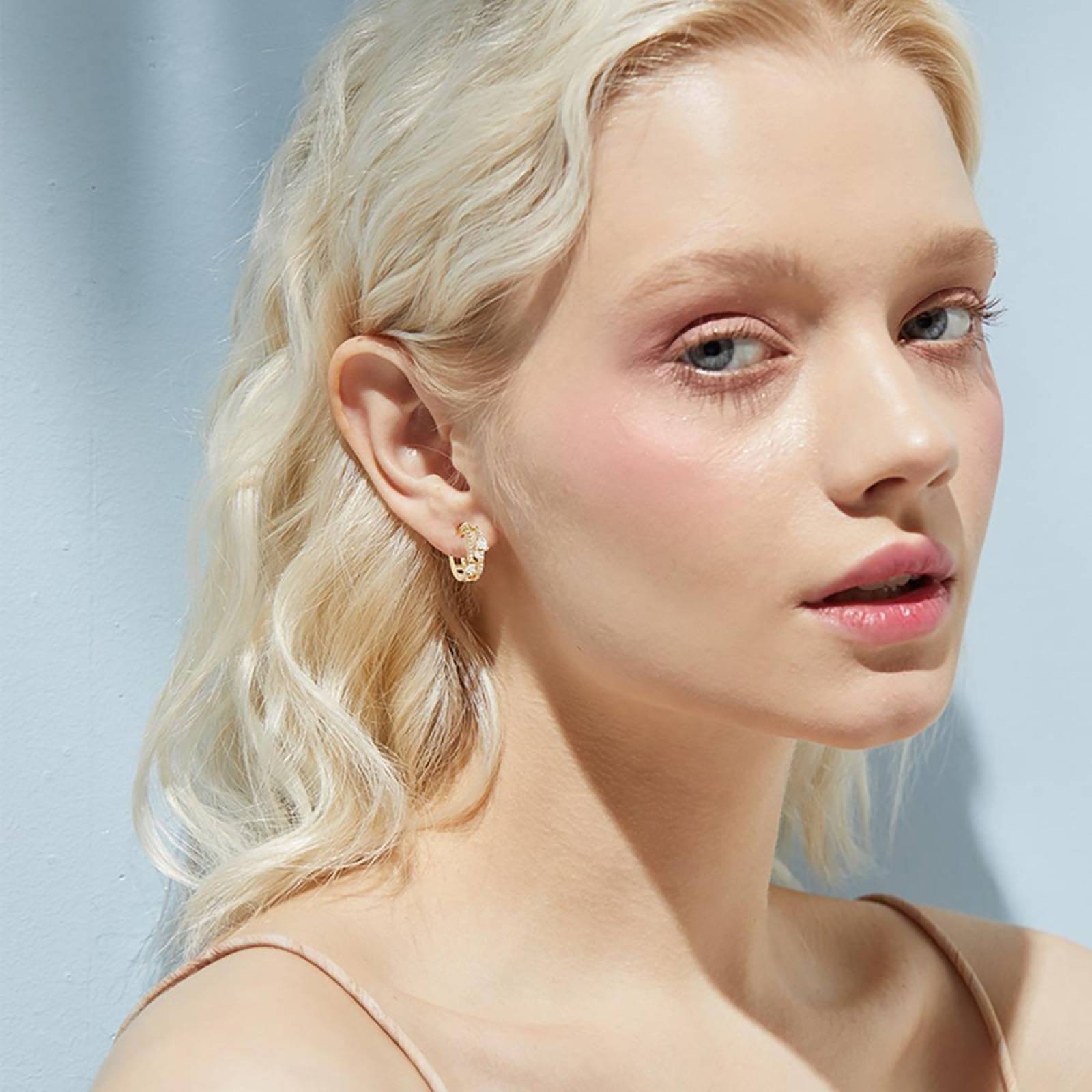 CRISTAL AMOR - Arracadas Oro 18k Laminado Cristales Y Piedras Cristal  