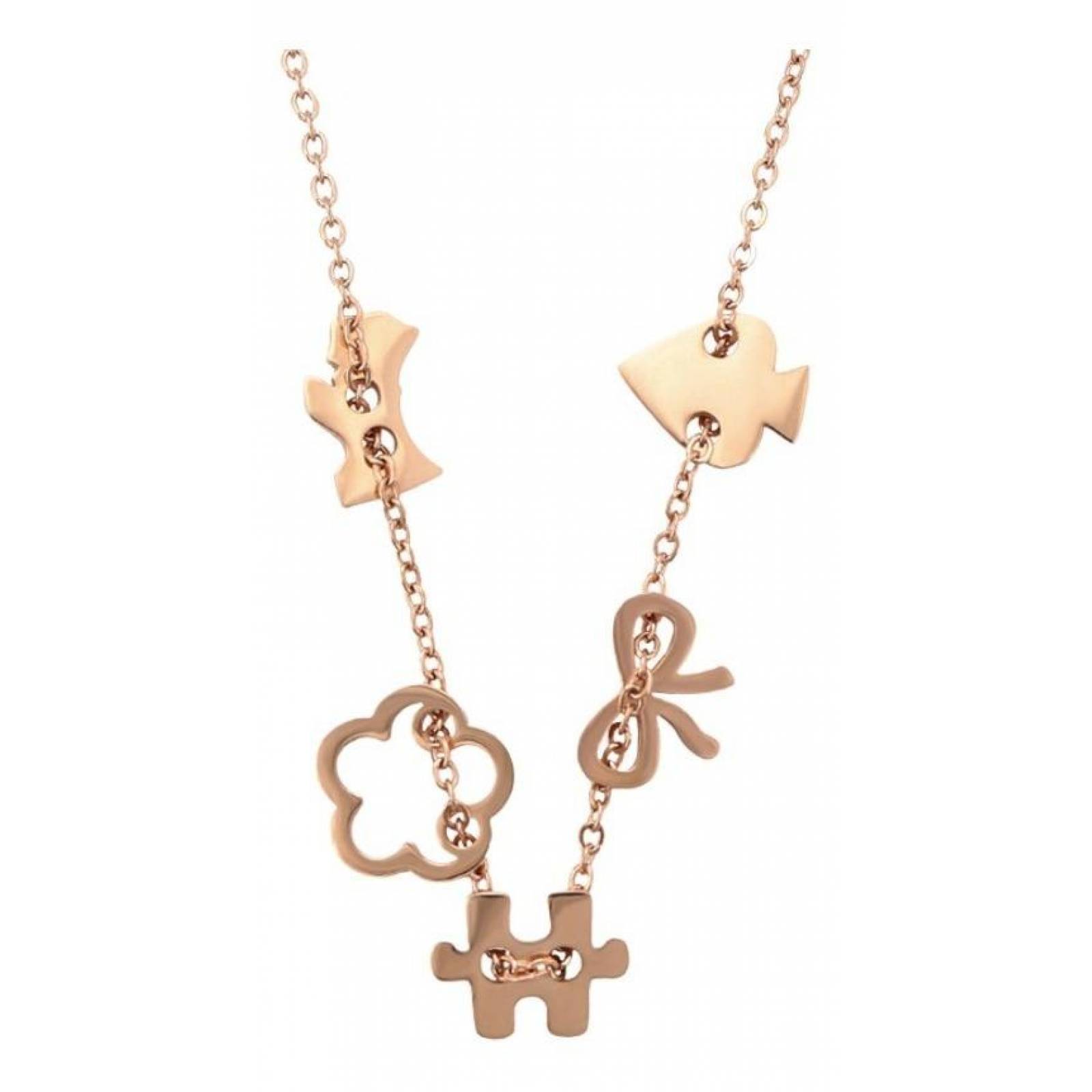 CRISTAL AMOR - Collar Dijes Osito Oro 18k Laminado Para Regalo Rosa