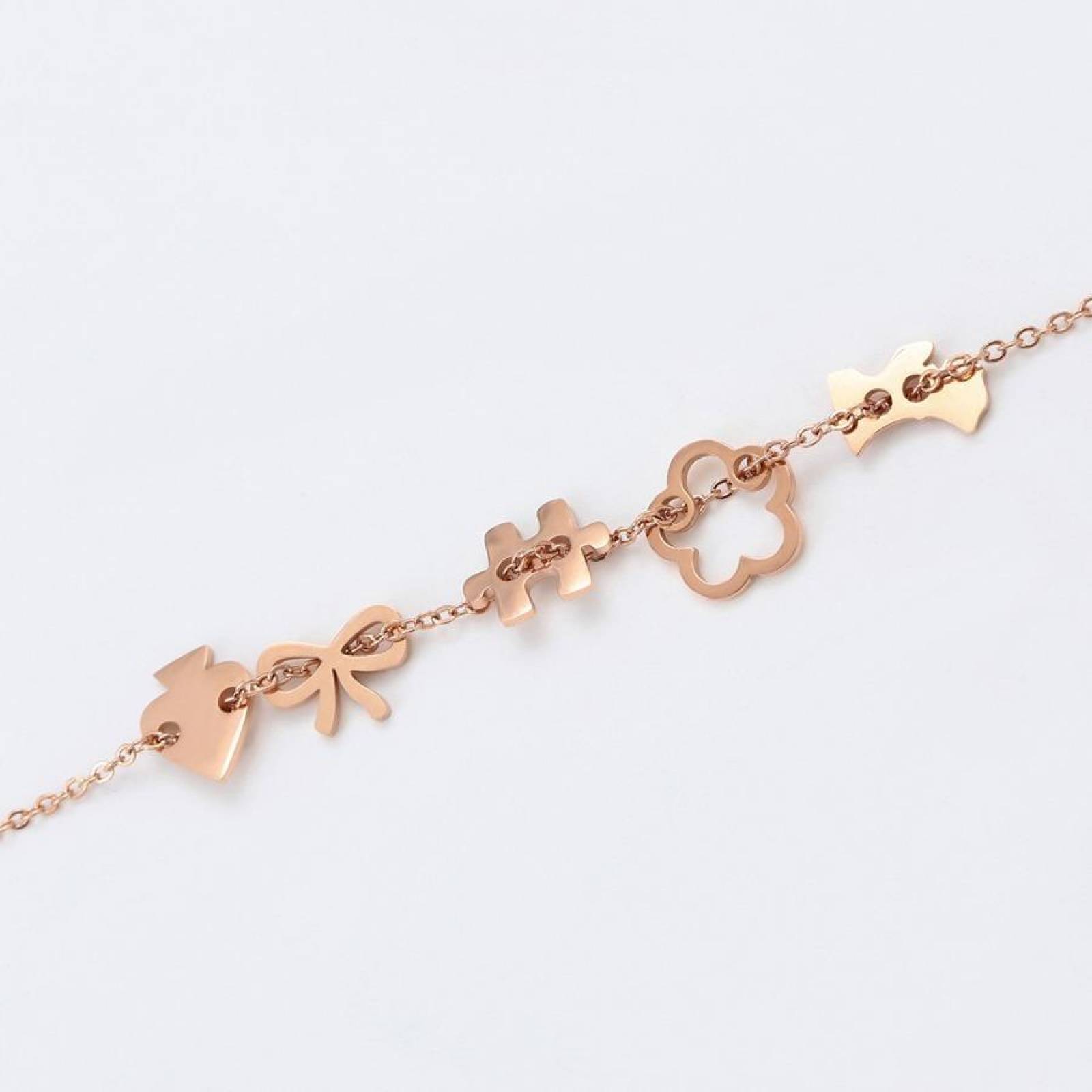 CRISTAL AMOR - Collar Dijes Osito Oro 18k Laminado Para Regalo Rosa