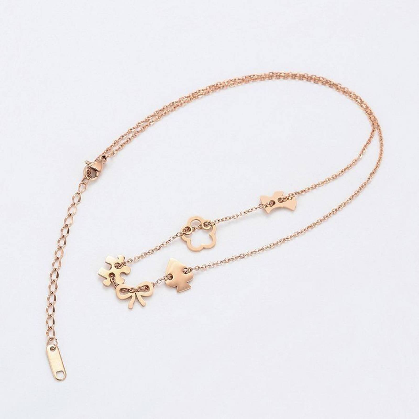 CRISTAL AMOR - Collar Dijes Osito Oro 18k Laminado Para Regalo Rosa